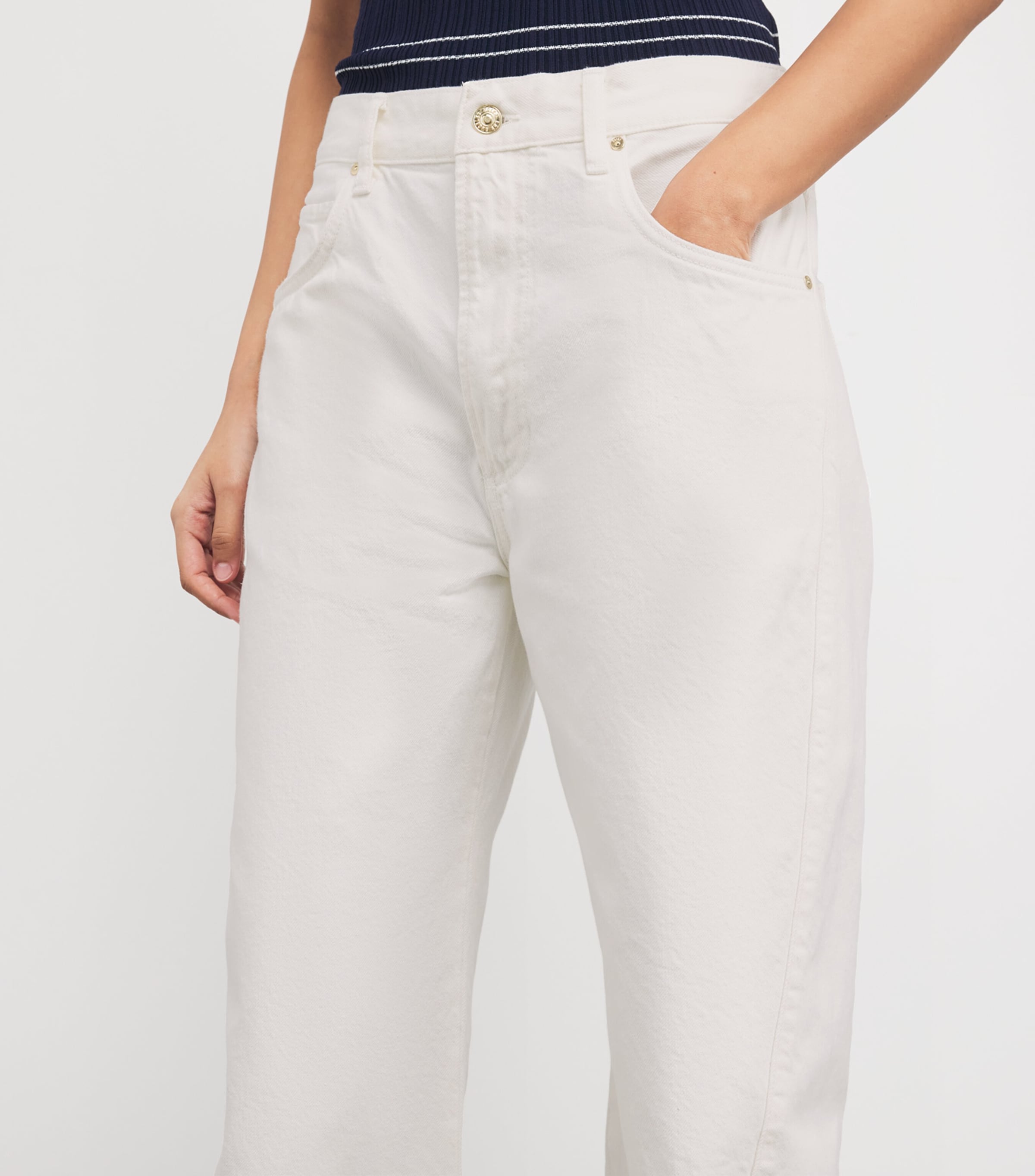 Arellia High-Rise Barrel Jeans TONAL ECRU Image 6