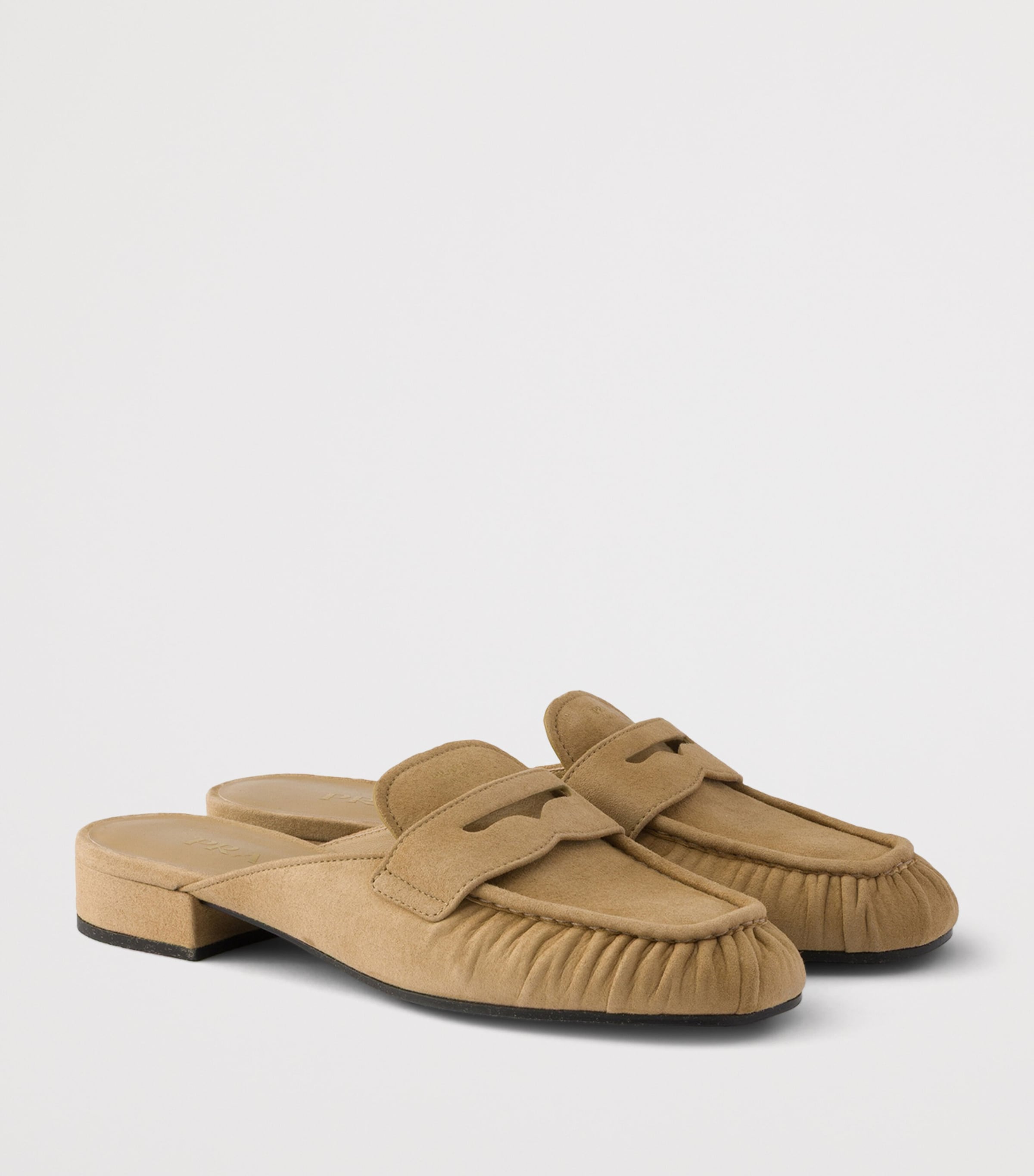 Prada Suede Mules Neutral Image 2