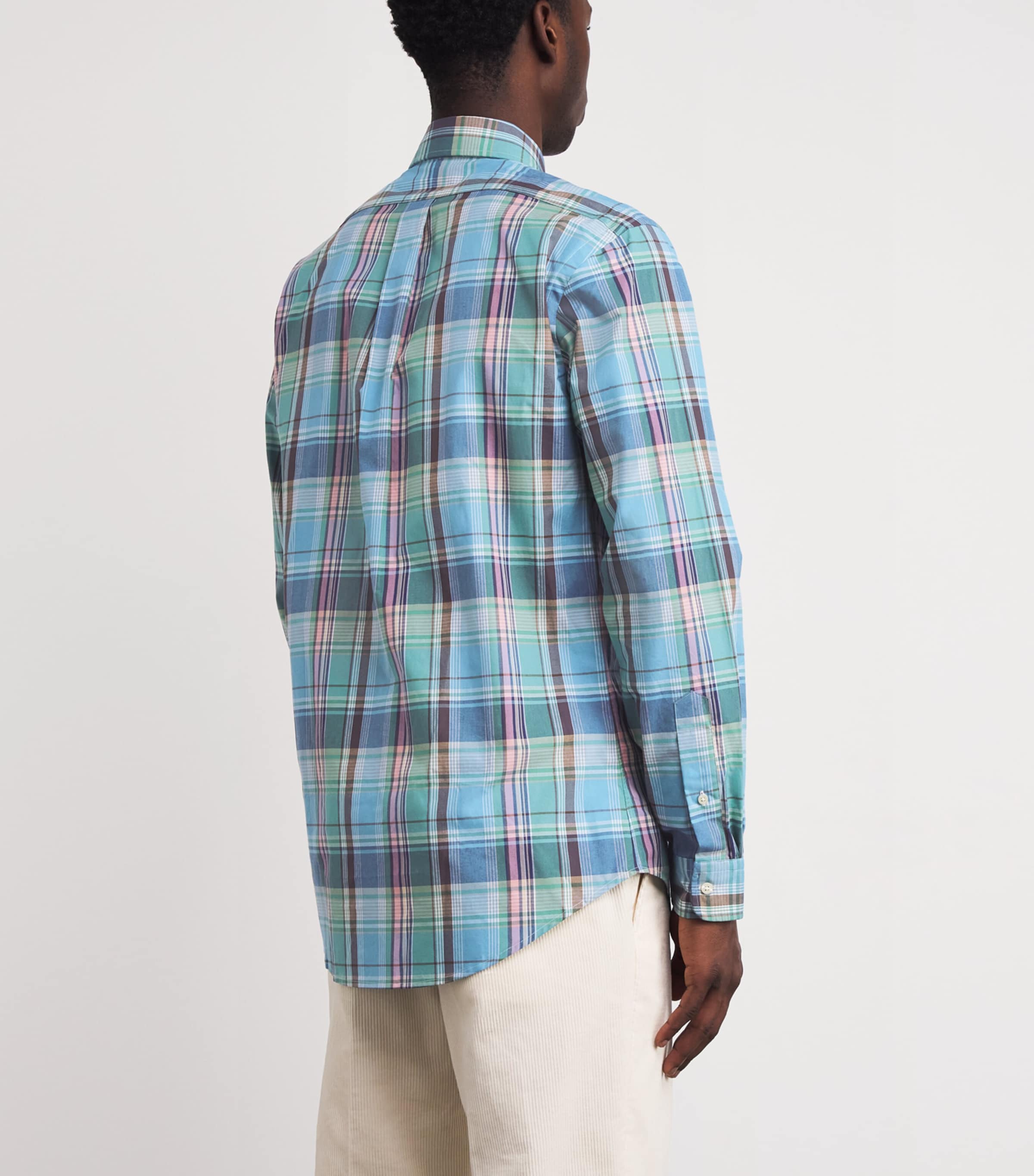 Cotton Custom Fit Oxford Shirt BLUE BROWN Image 4