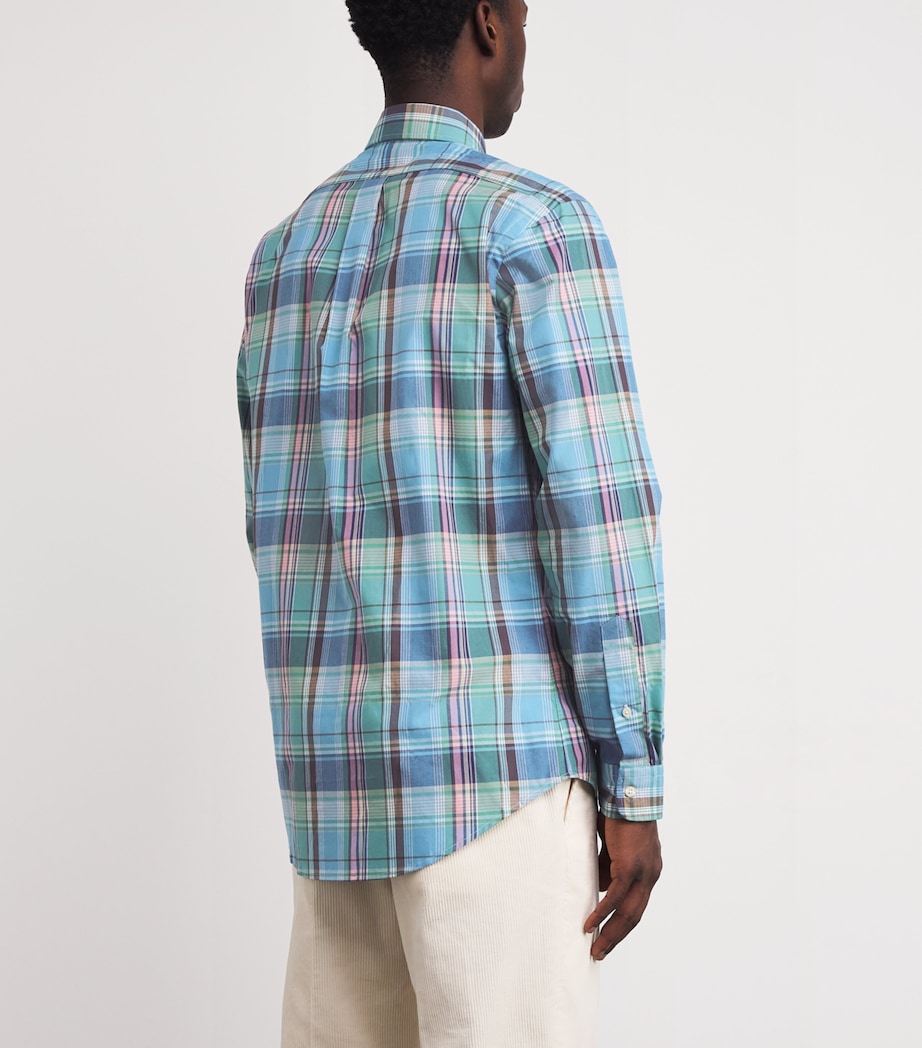 Cotton Custom Fit Oxford Shirt BLUE BROWN Image 4