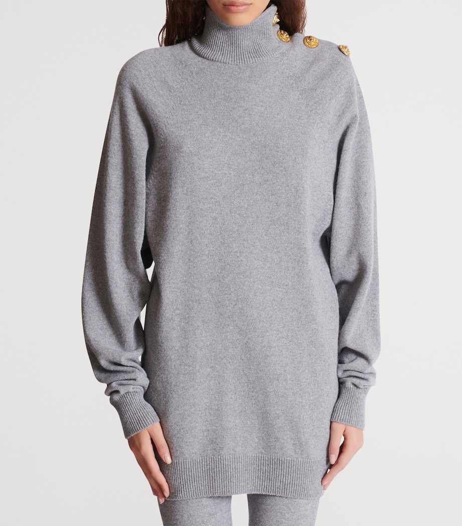 Cashmere-Virgin Wool Mini Sweater Dress 9UB GRIS CHIN Image 3