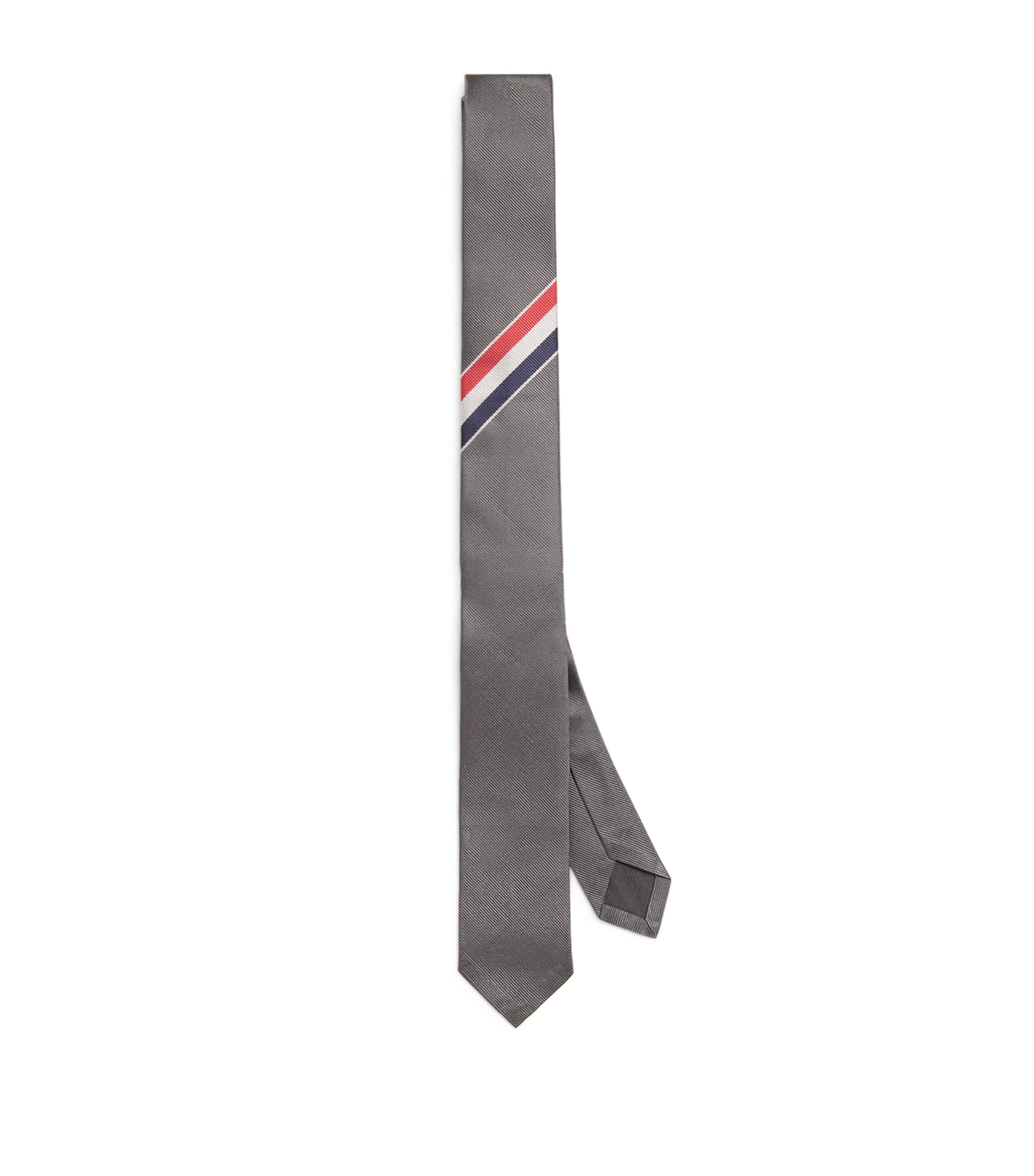 Thom Browne Silk RWB Tie Dark Grey Image 1