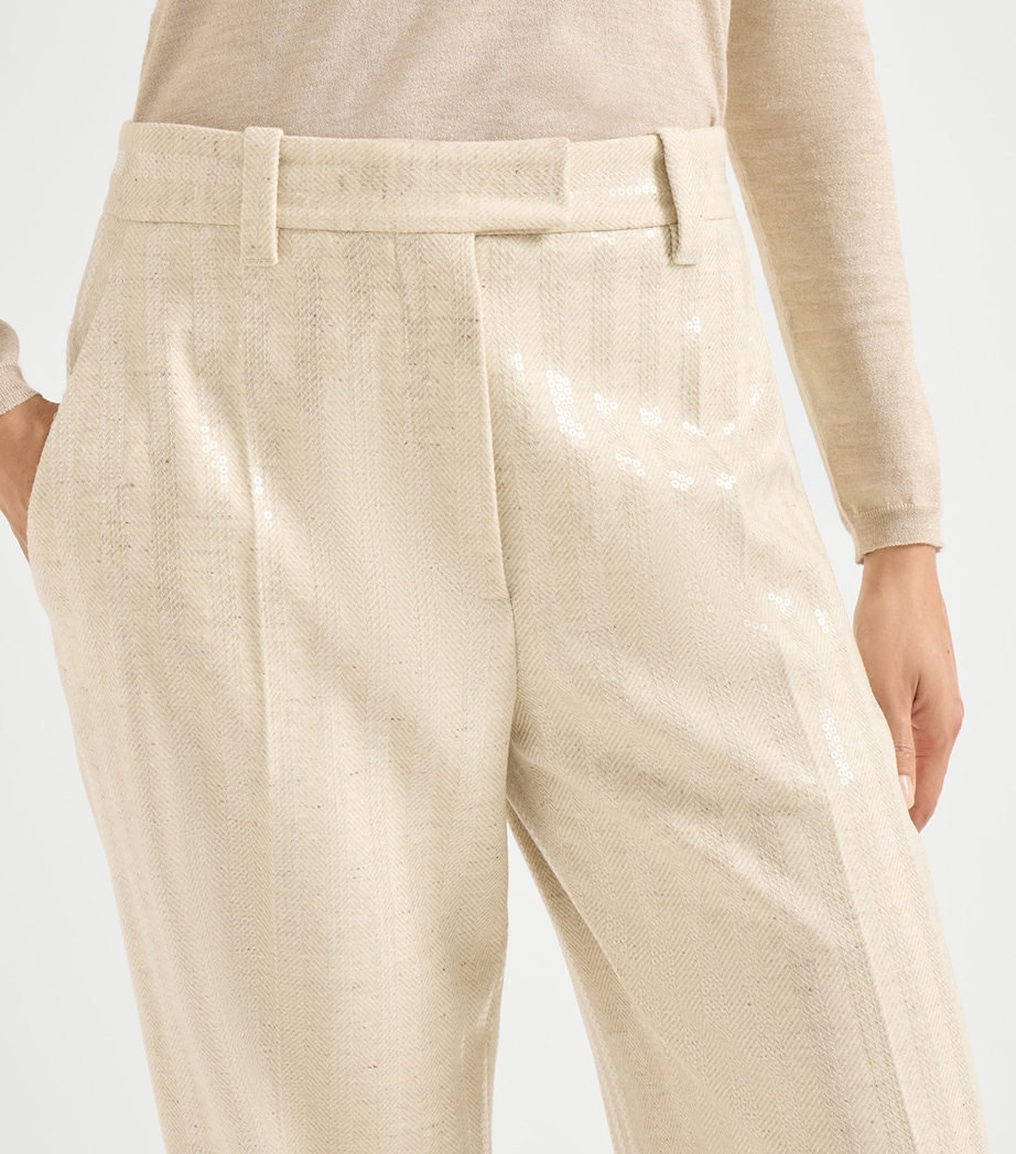 Wool-Cashmere Dazzling Chevron Trousers C810 Image 5