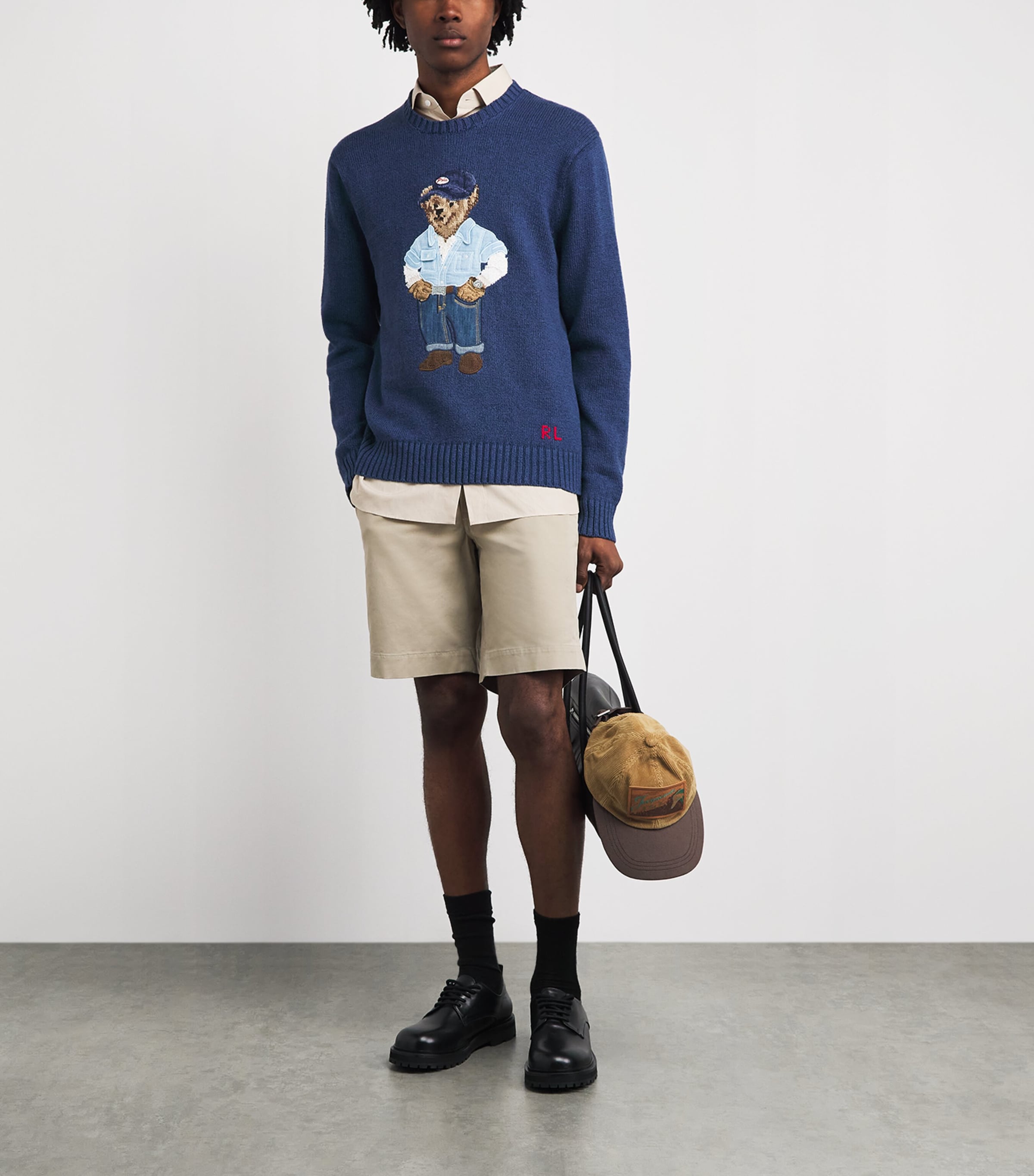 Polo Ralph Lauren Mens Linen-Cotton Polo Bear Sweater Light Navy Image 2