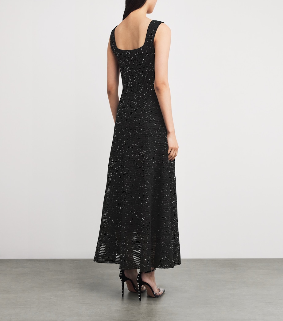 Knitted Rhinestone Maxi Dress BLACK Image 3
