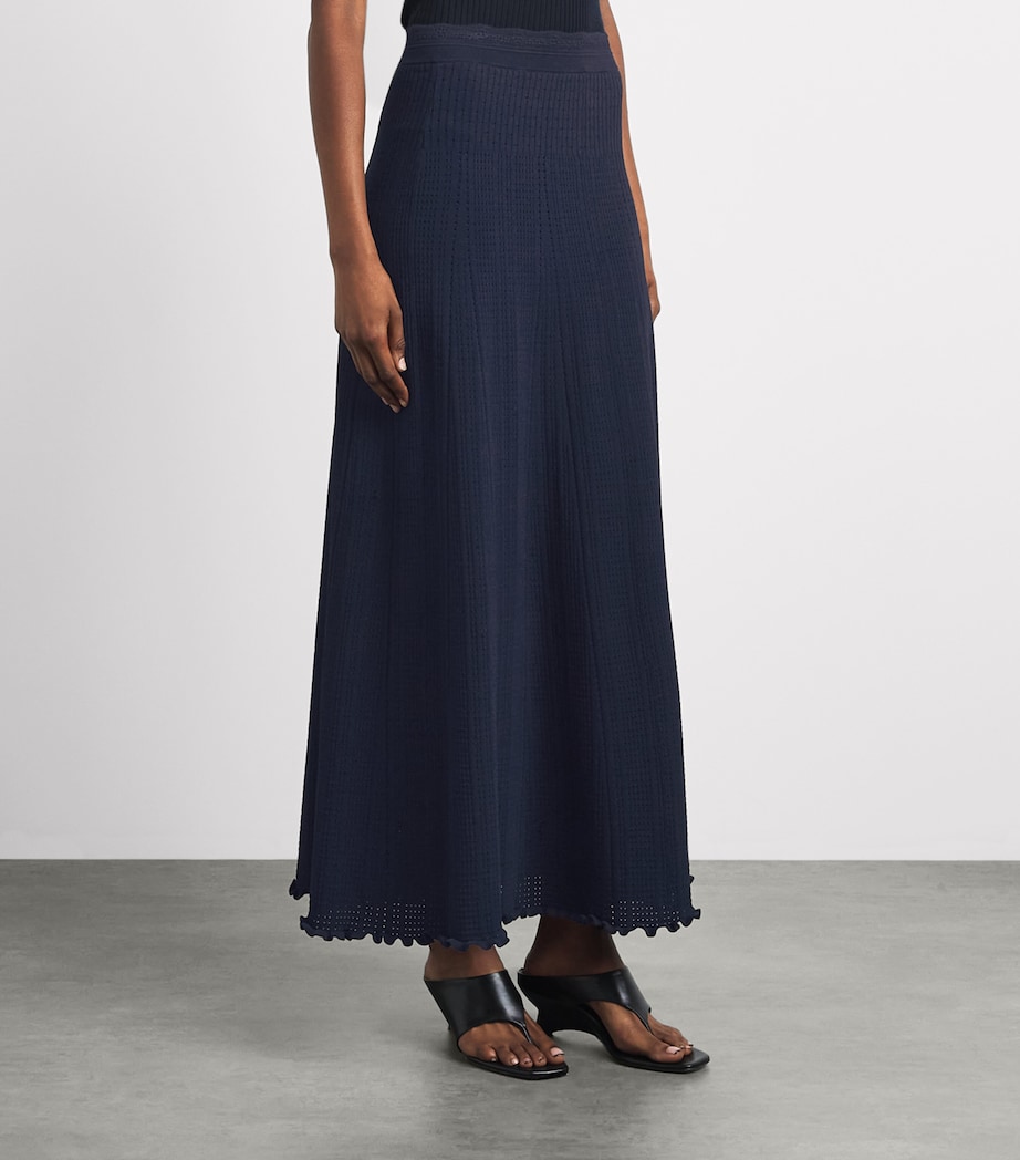 Sandro Paris Womens Pointelle Maxi Skirt Navy Blue Image 4