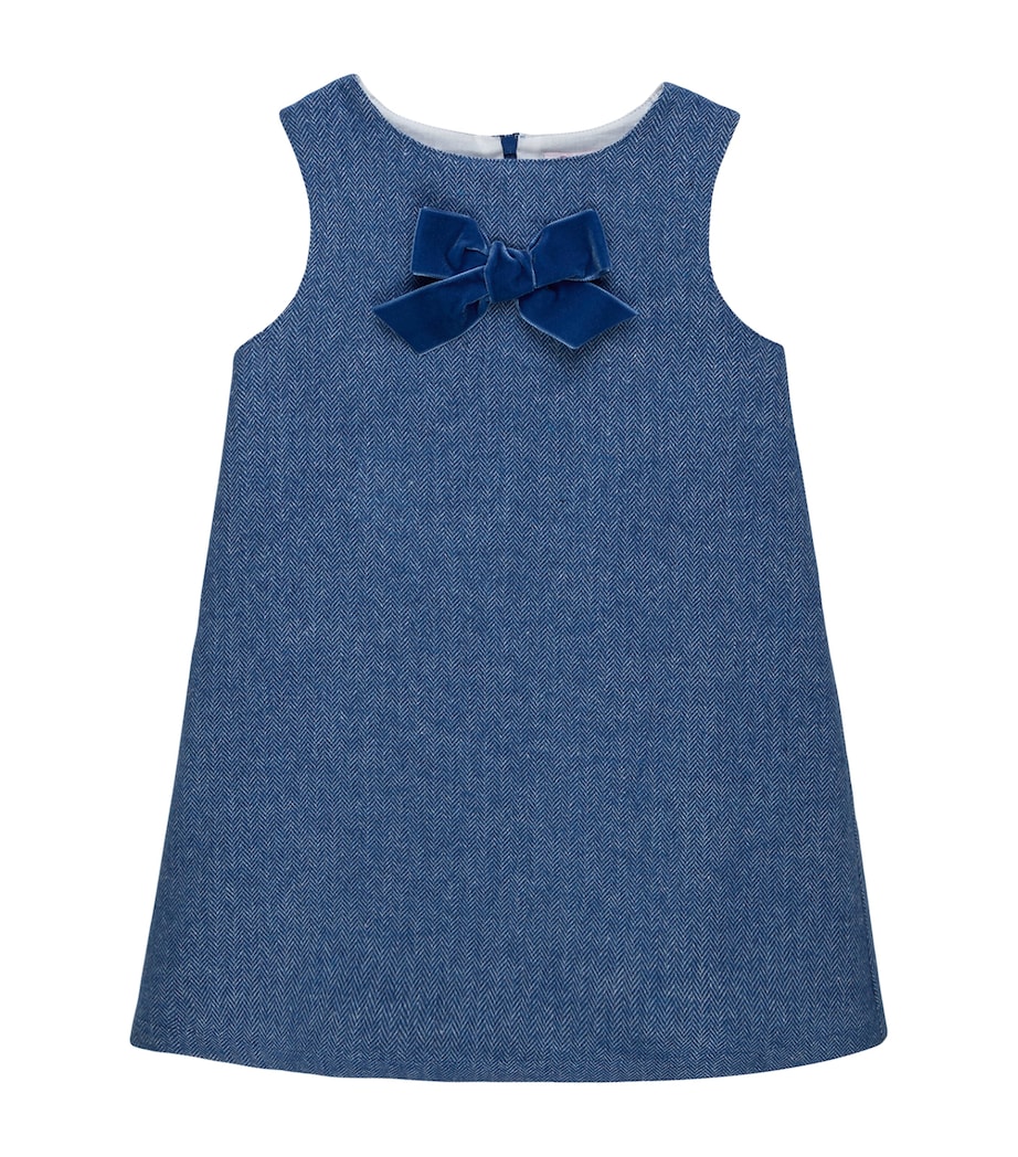 Trotters Herringbone Georgina Dress (2-5 Years) Blue Image 1
