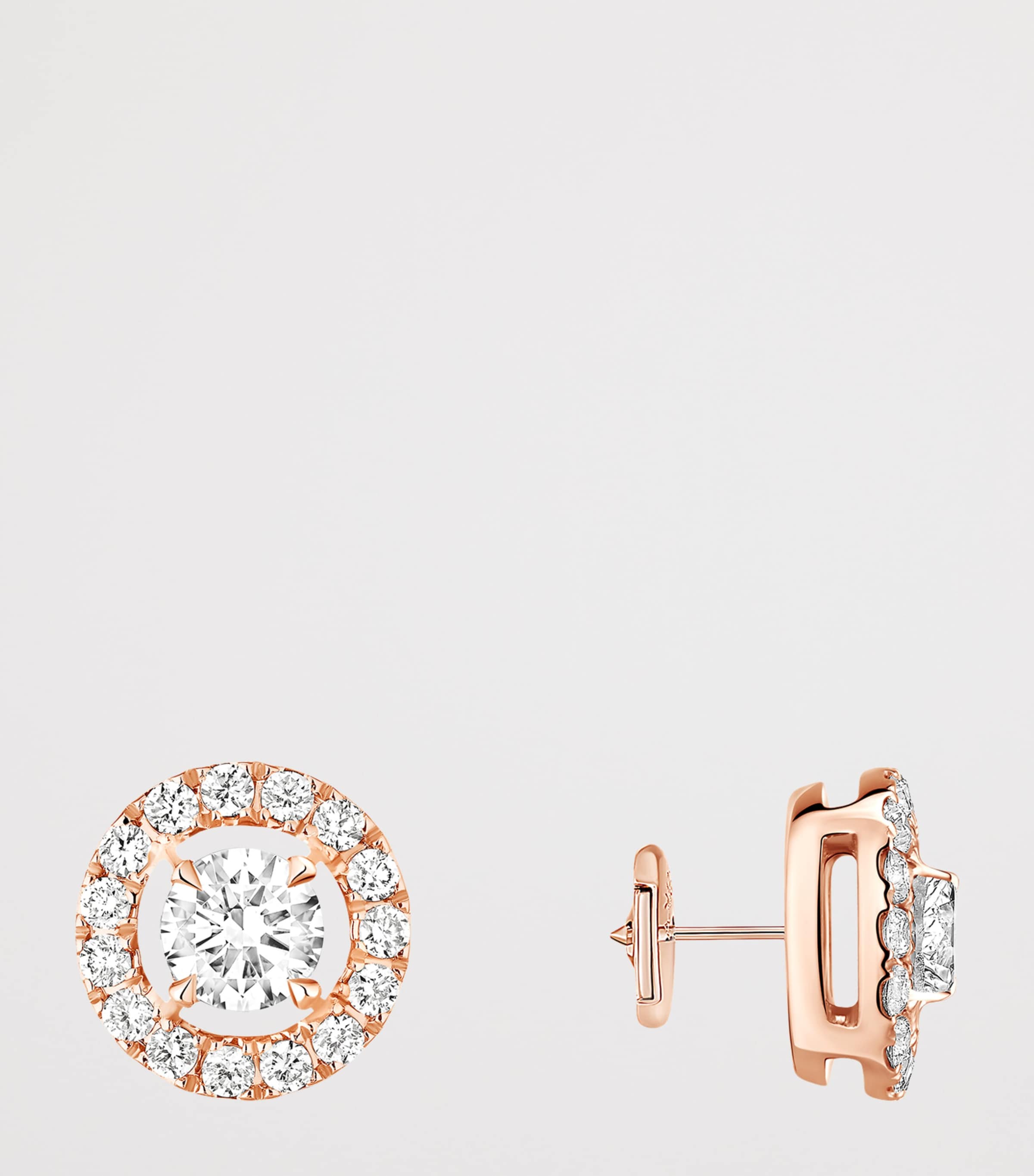 Messika Joy Pink Gold and Diamond Small Stud Earrings White Gold Image 3