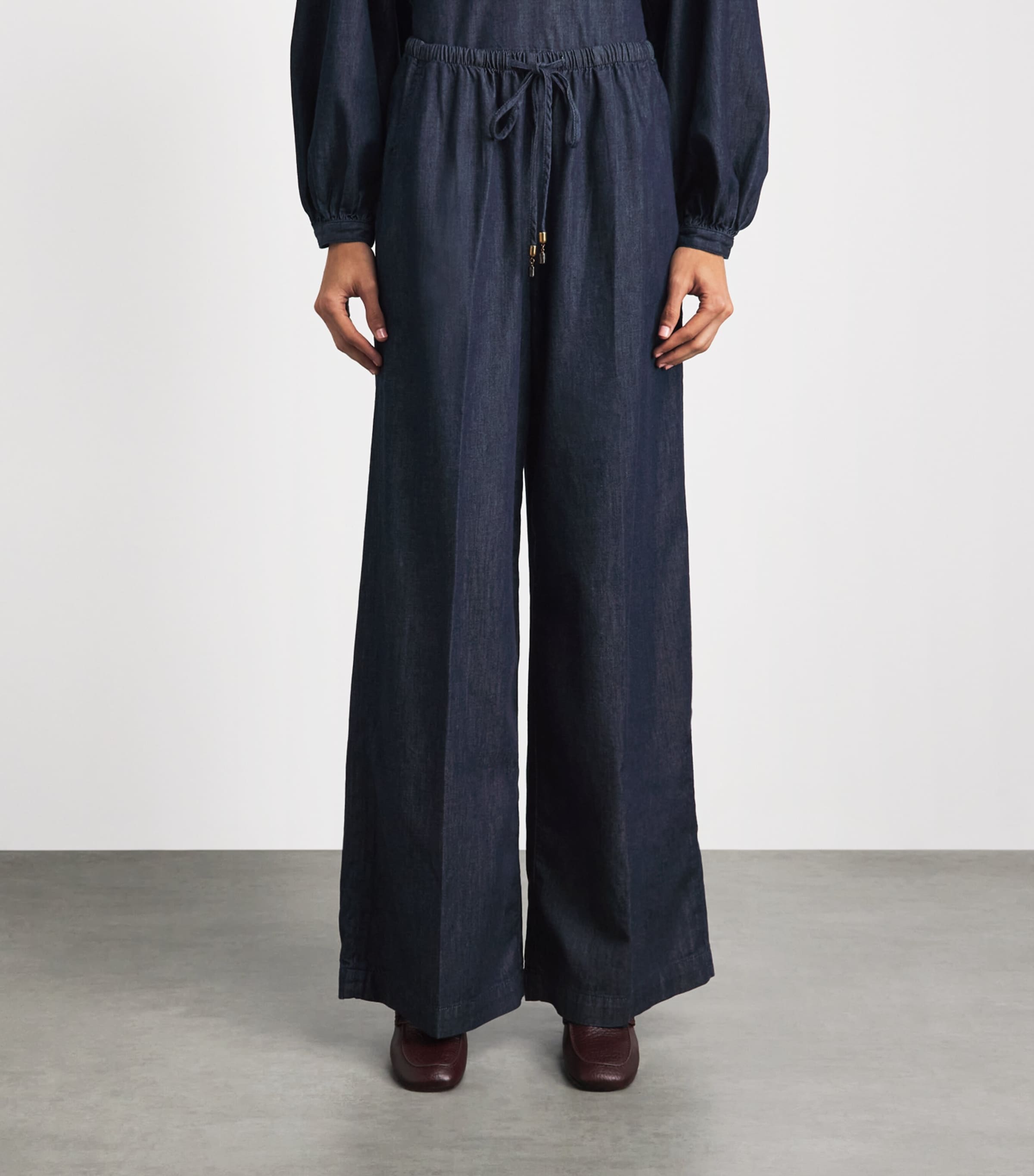 FRAME Womens Offshore High-Rise Wide-Leg Jeans Rinse Image 4