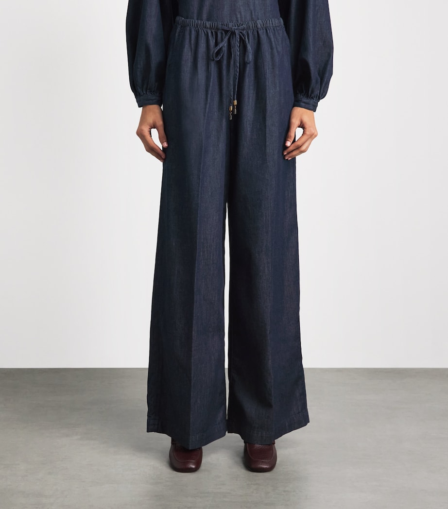 FRAME Womens Offshore High-Rise Wide-Leg Jeans Rinse Image 4