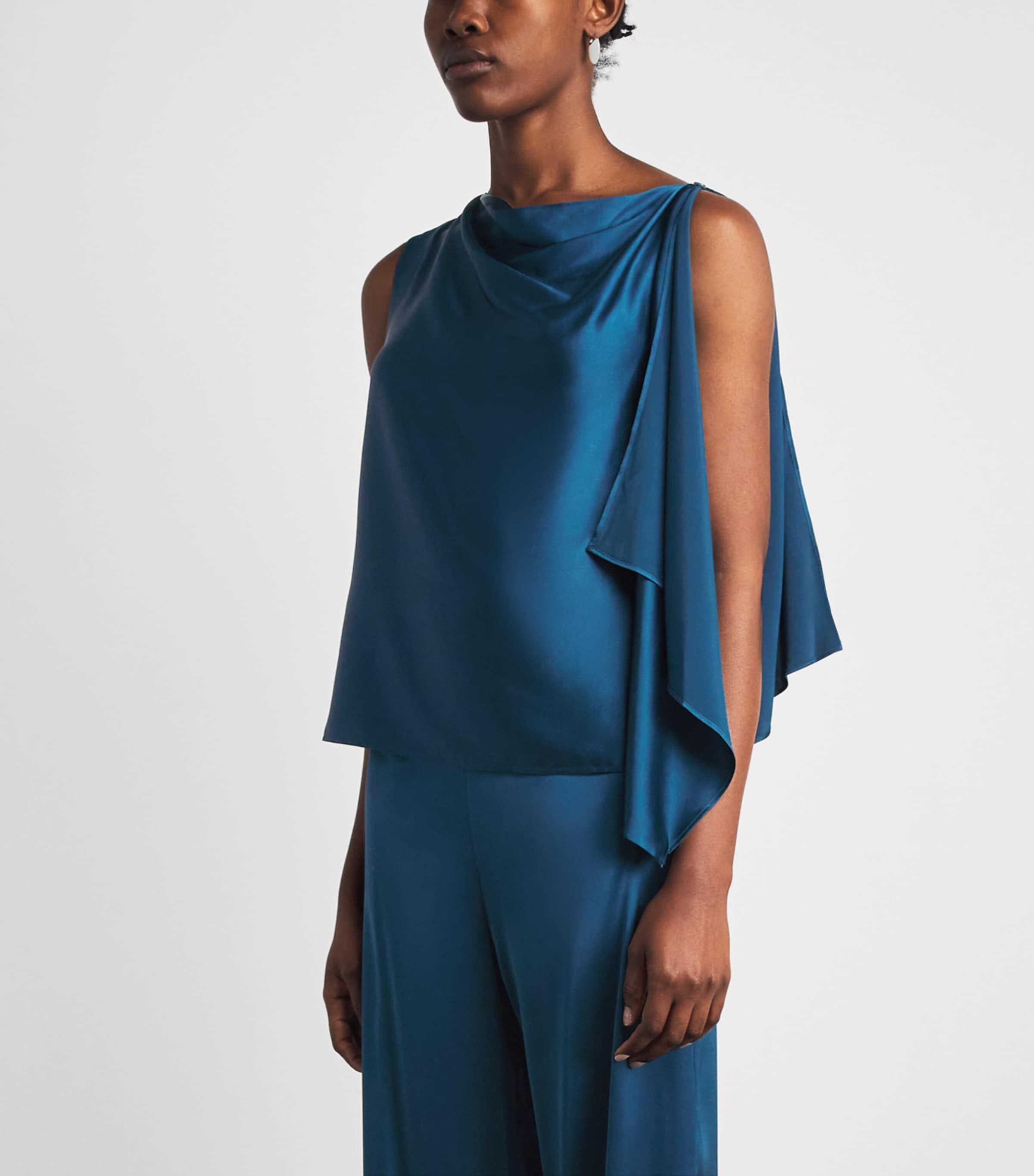 STAUD Womens Stretch-Silk Sabina Top Harbor Hrbr Image 4