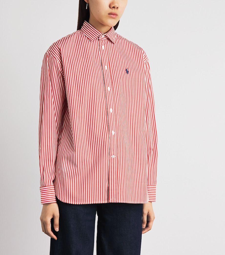 Polo Ralph Lauren Womens Cotton Stripe Shirt Orng Leaf Wht Image 4