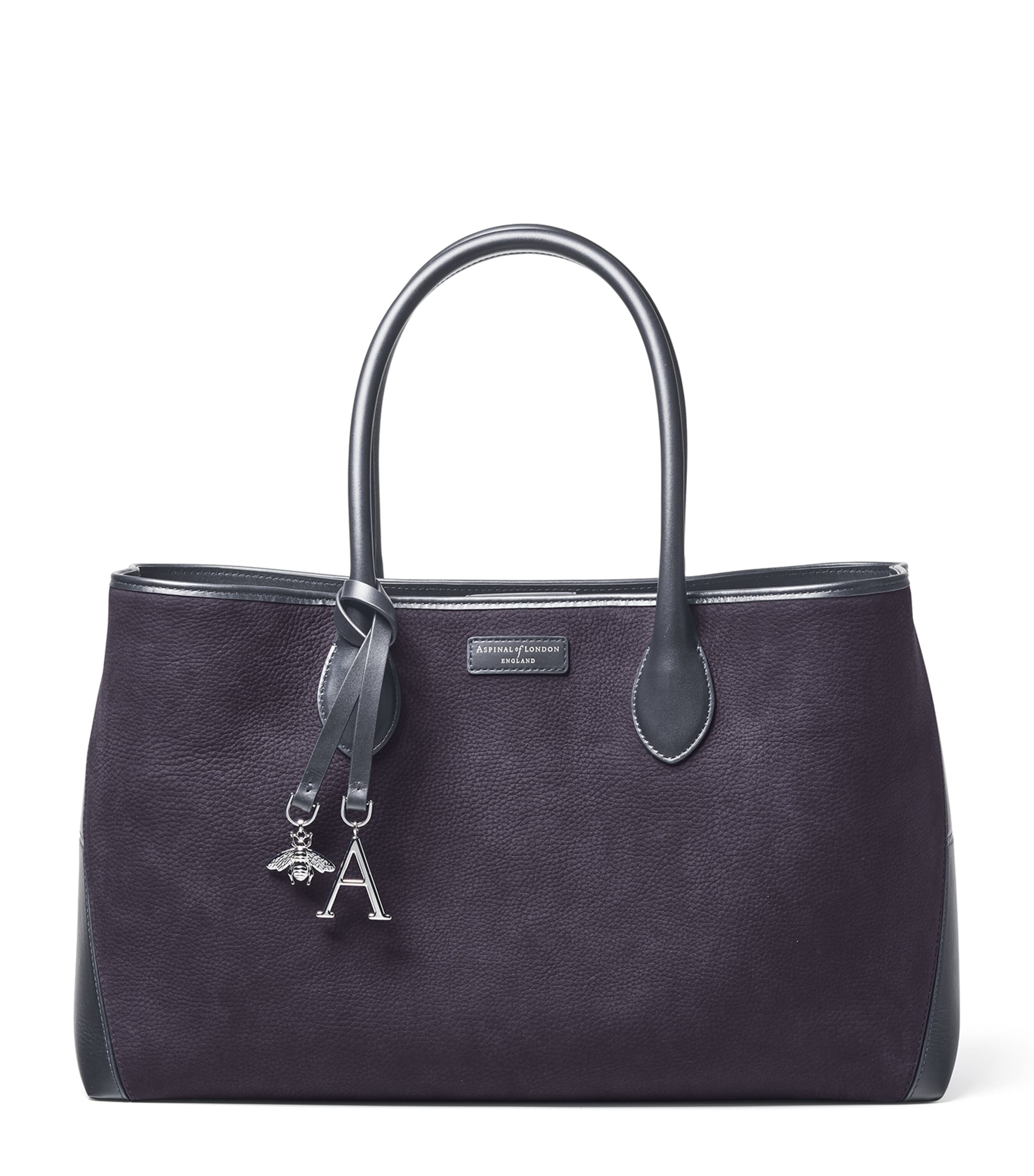 Shop Aspinal Of London Leather London Tote Bag In Navy