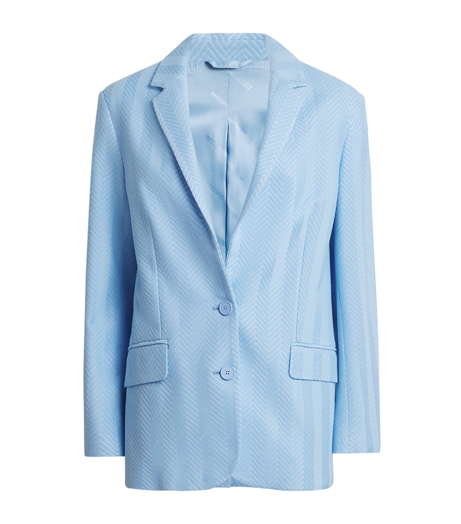 Missoni Womens Cotton-Blend Zigzag Blazer Open Air Image 1