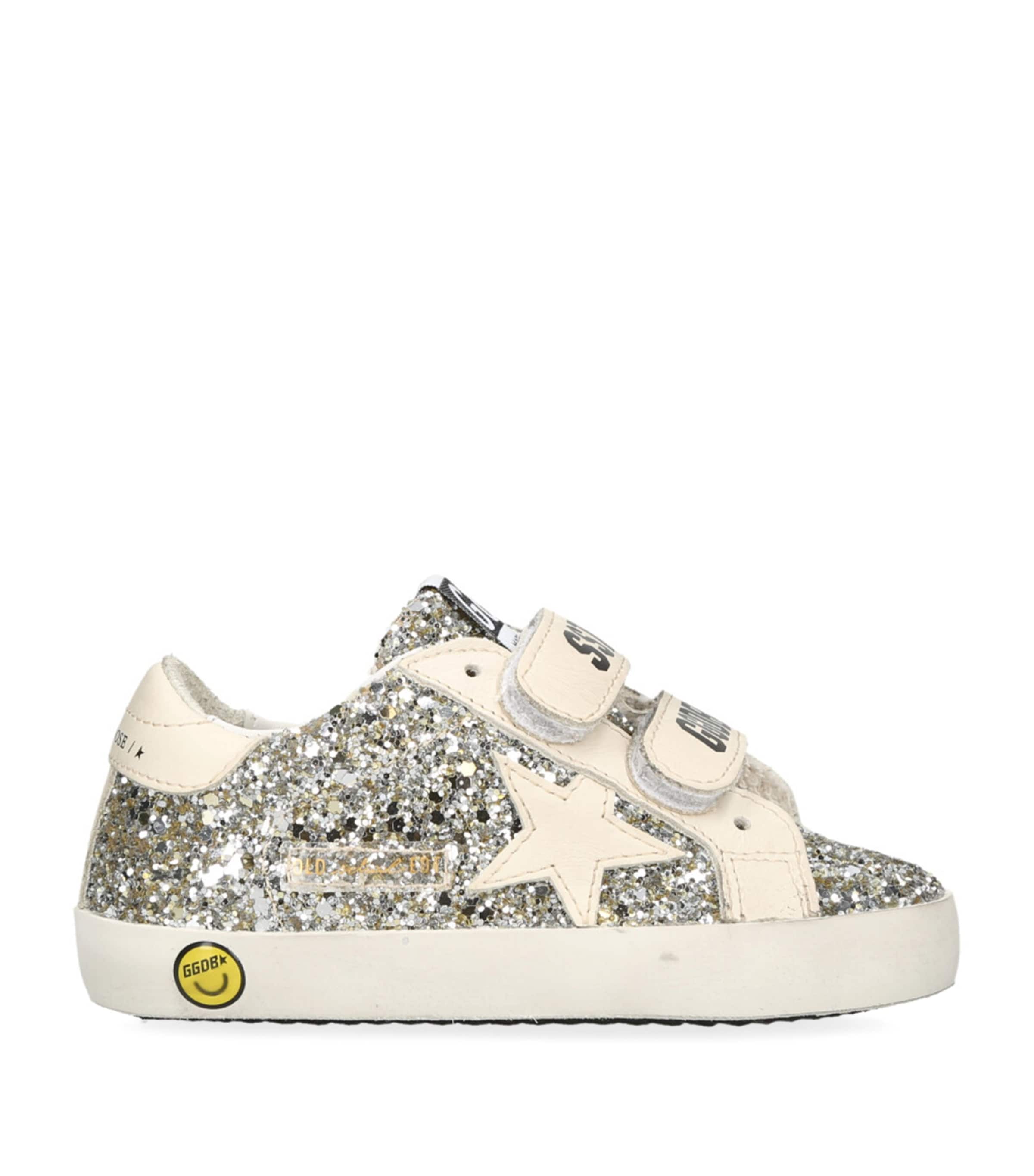 Golden Goose Sparkling Old School Sneakers In Silver