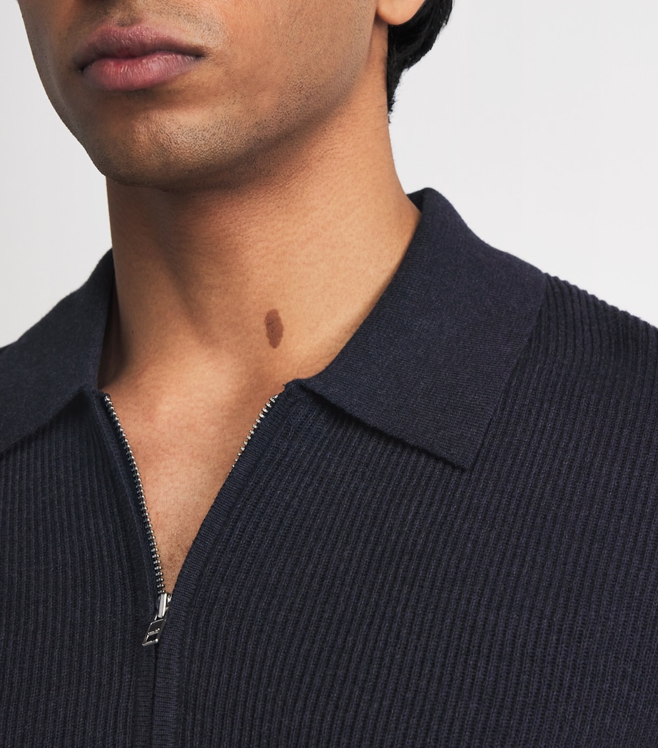 NN07 Mens Hansie Half-Zip Polo Shirt Navy Melange Image 3