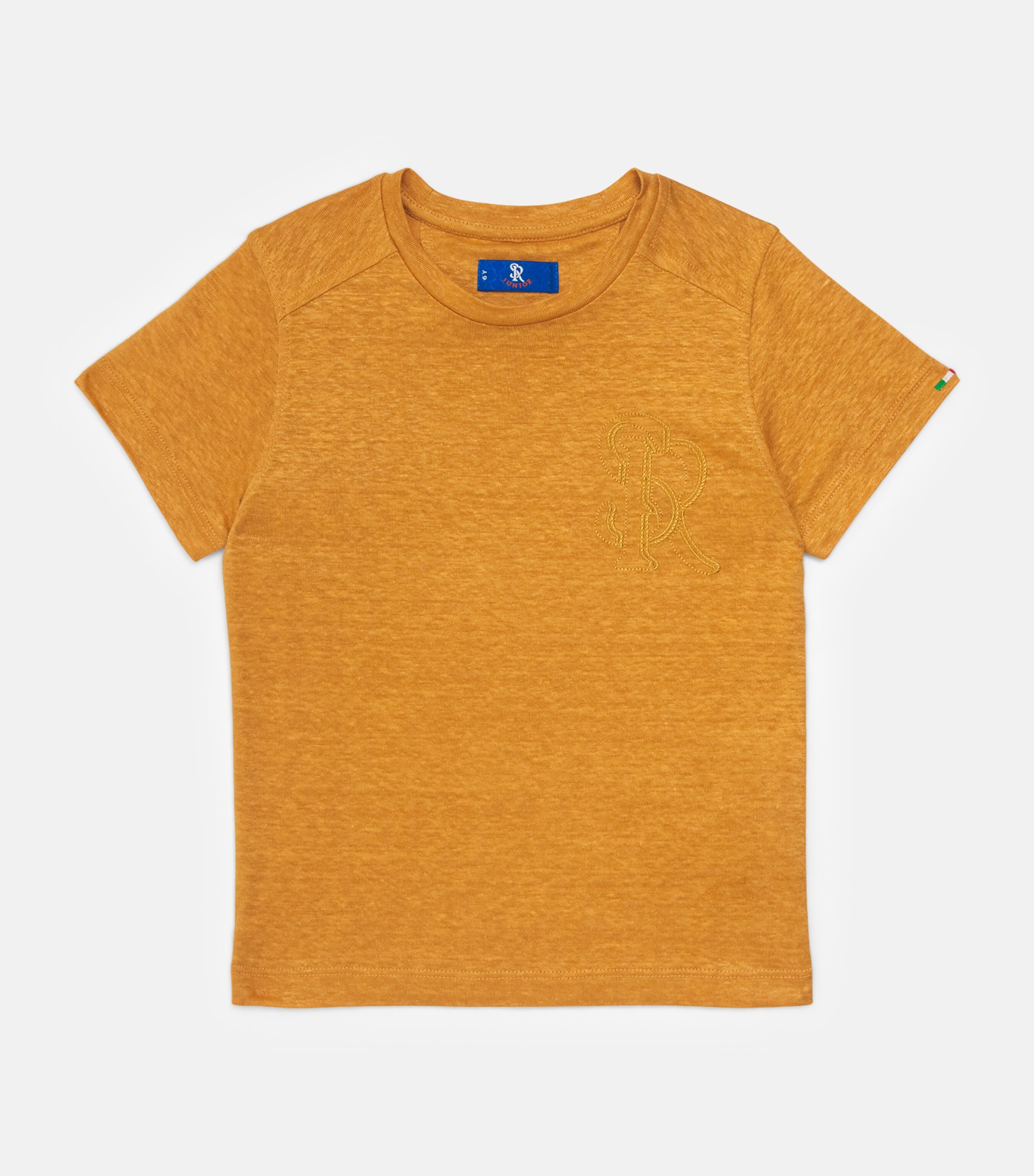 Stefano Ricci Kids' Linen Embroidered Monogram T-shirt