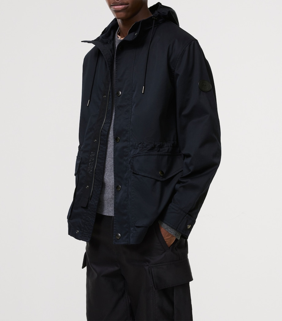 Burberry Mens Cotton Gabardine Hooded Jacket Coal Blue Image 2
