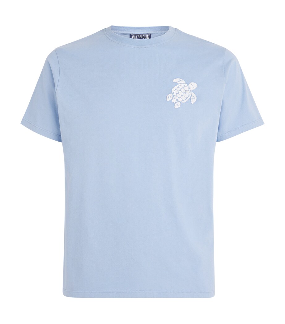 Vilebrequin Mens Organic Cotton Embroidered T-Shirt Cloudy Image 1