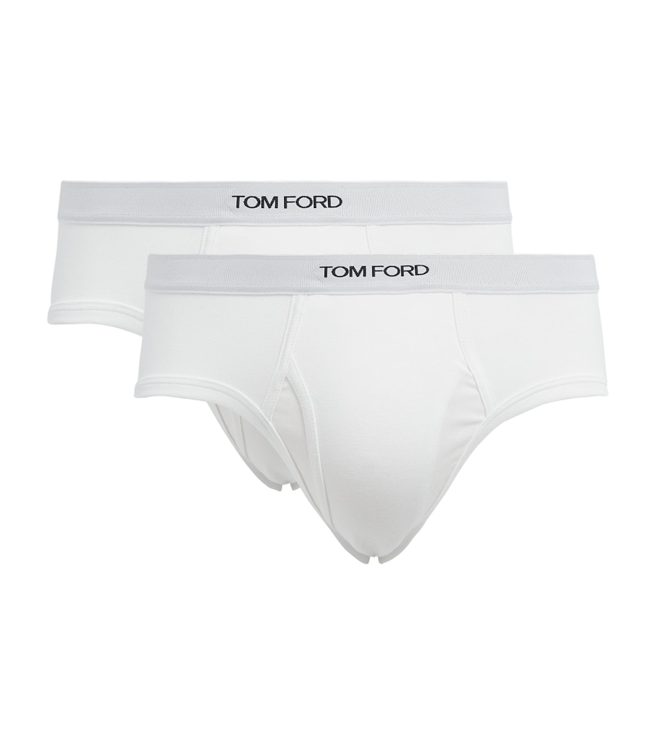 TOM FORD Mens Stretch-Cotton Logo Briefs (Pack of 2) White Image 1
