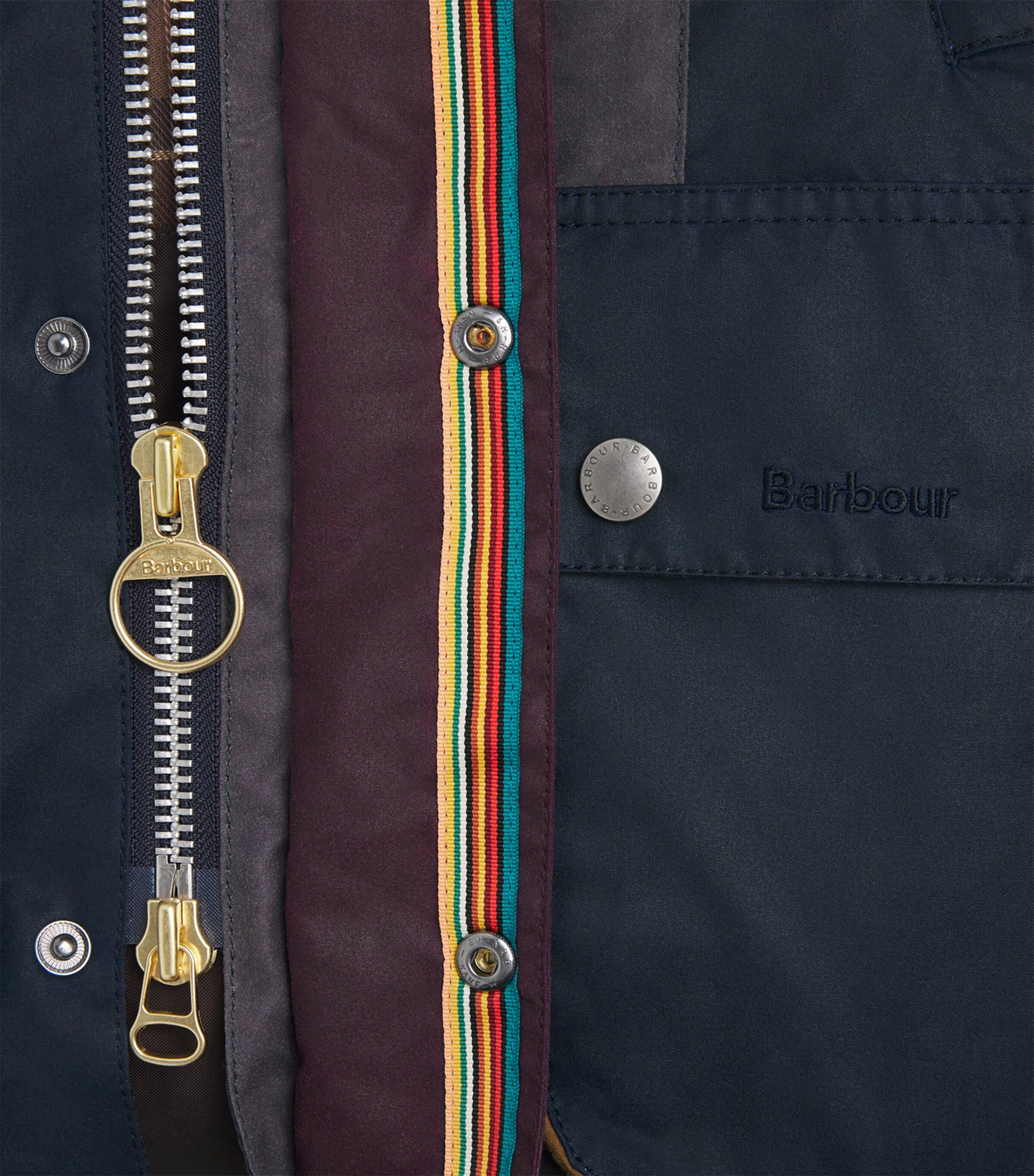 Barbour Multi x Paul Smith Waxed Stripe Oversized Bedale Jacket