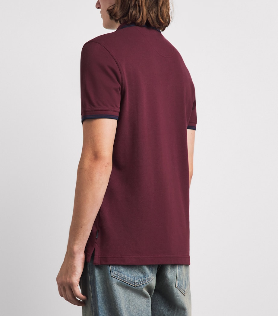 Barbour Mens Cotton Lunan Polo Shirt Dark Bordeaux Image 5