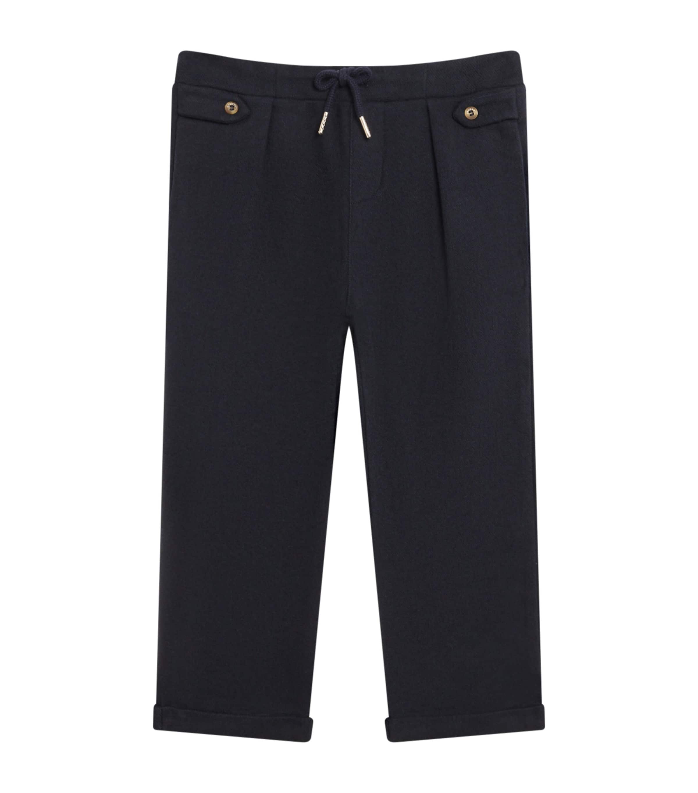 J & Josh Flannel Drawstring Trousers In Black