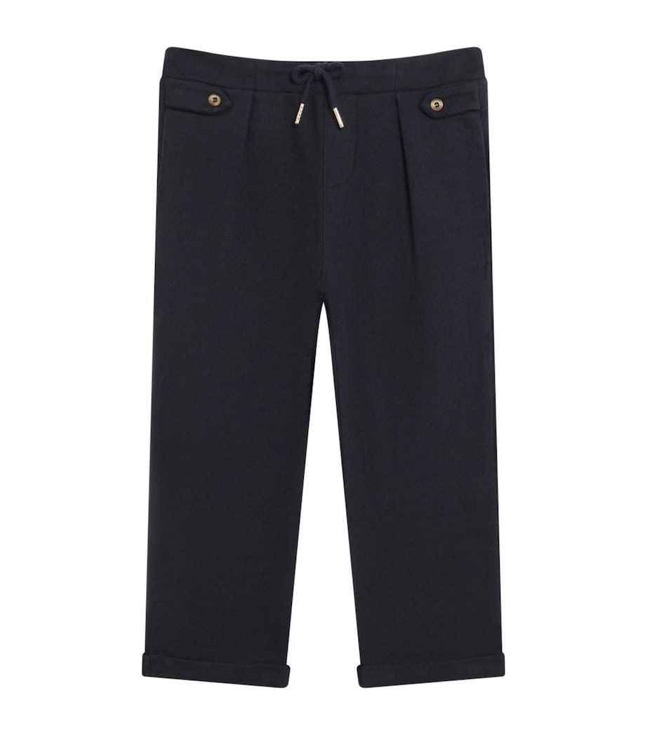 Flannel Drawstring Trousers (2-14 Years) 15 NAVY Image 1