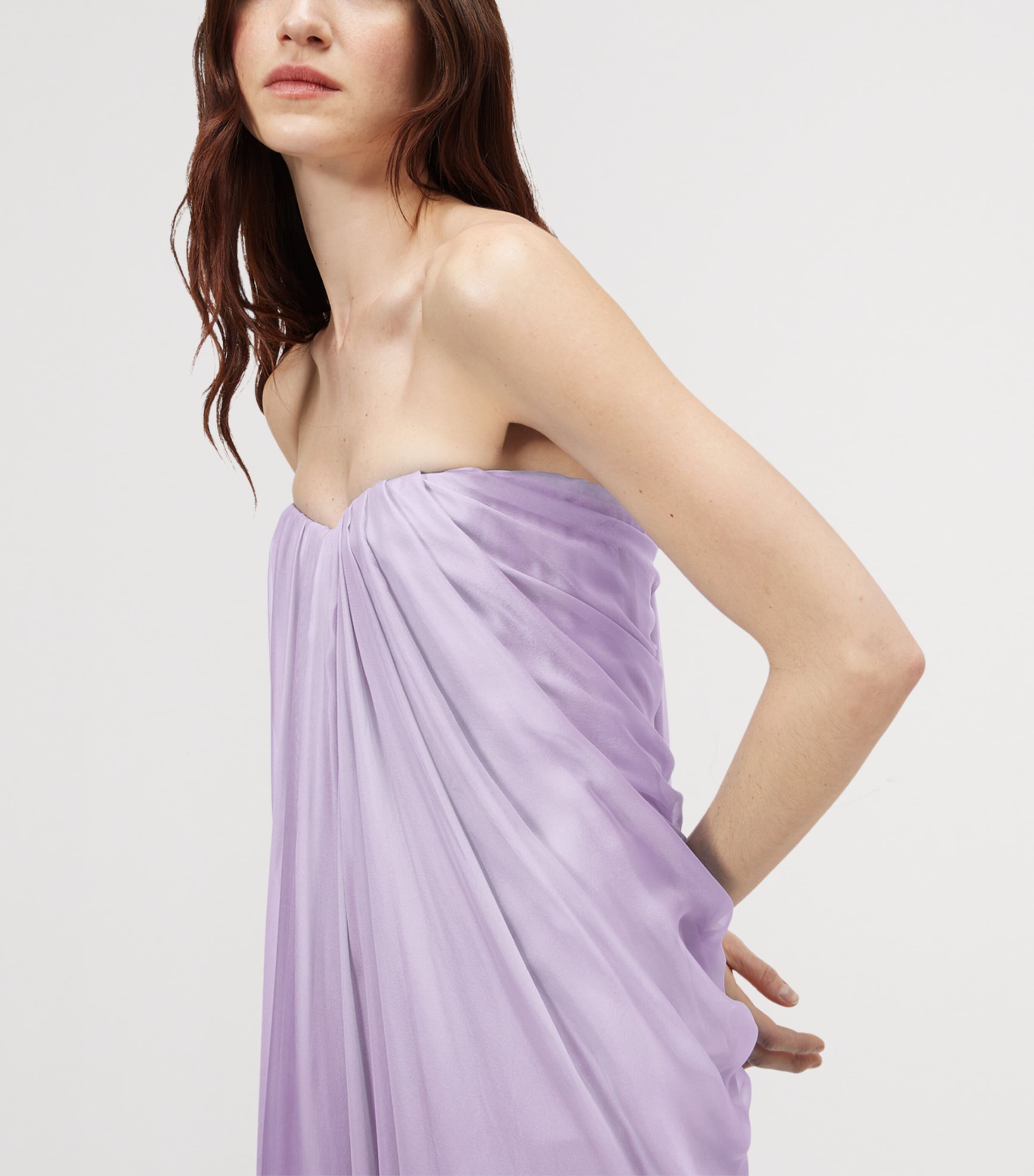 McQueen Womens Silk Pleated Strapless Gown Image 5