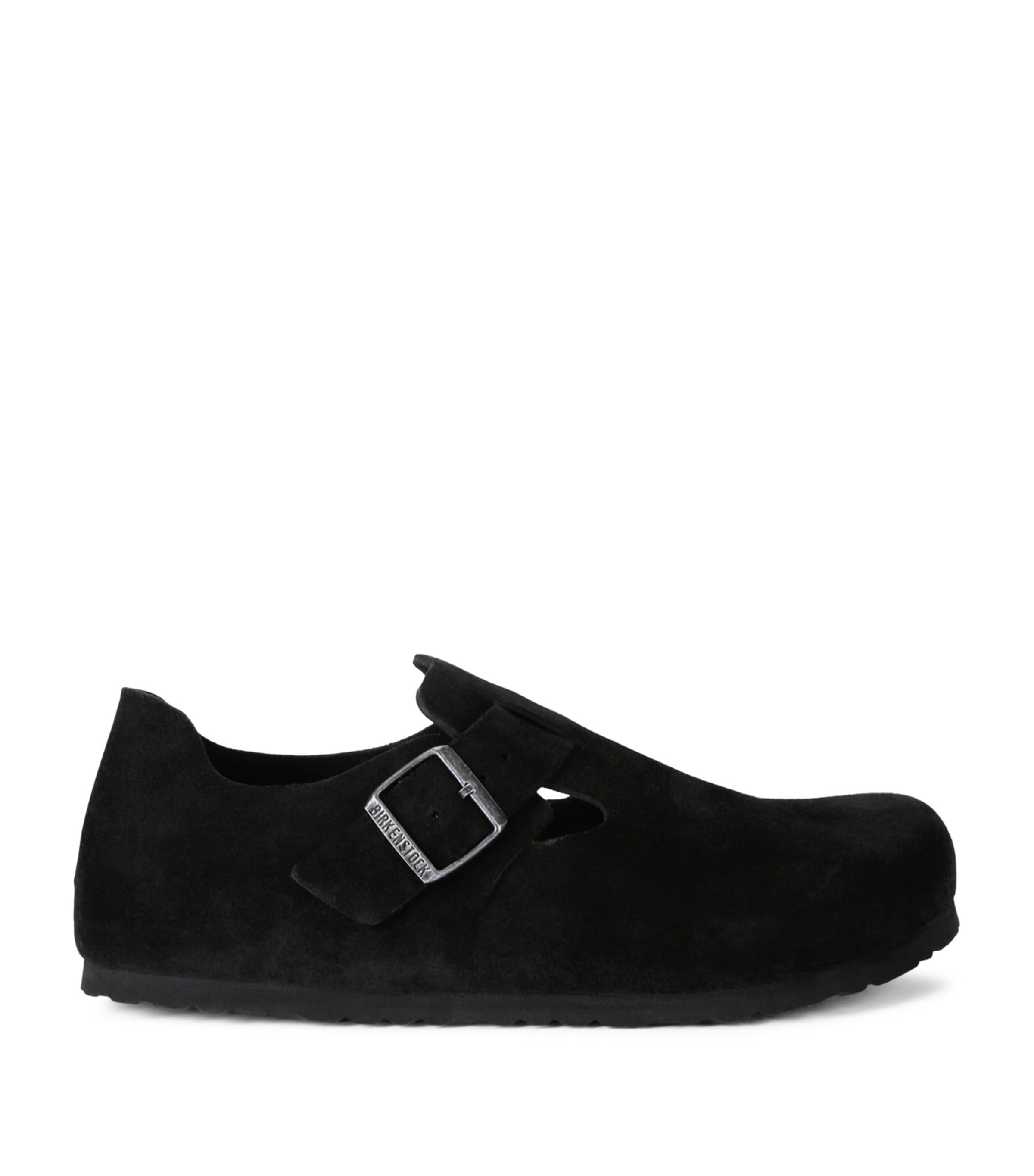 Birkenstock Suede London Clogs In Black