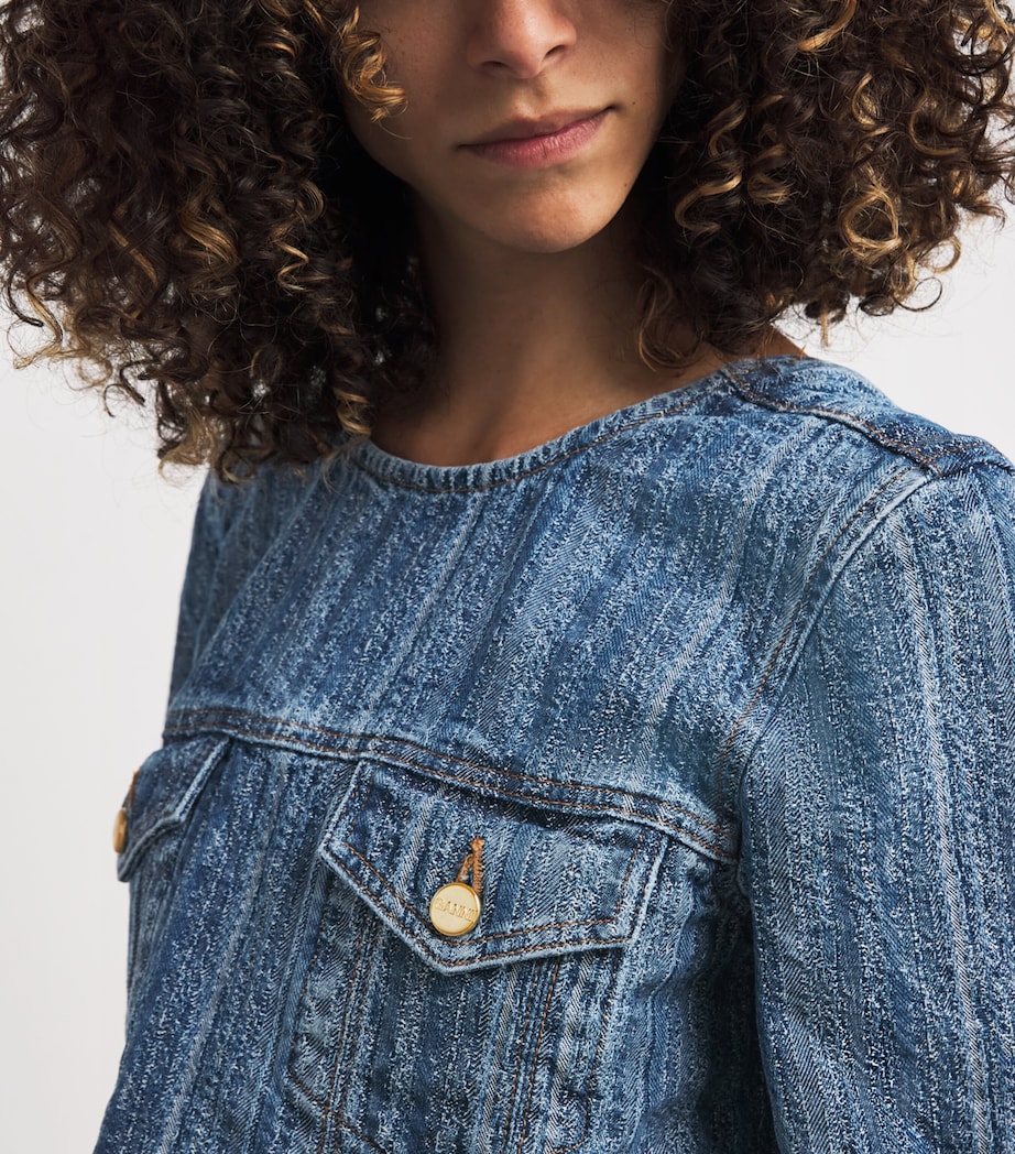 Denim Open-Back Mini Dress 566 MID BLUE STONE Image 6