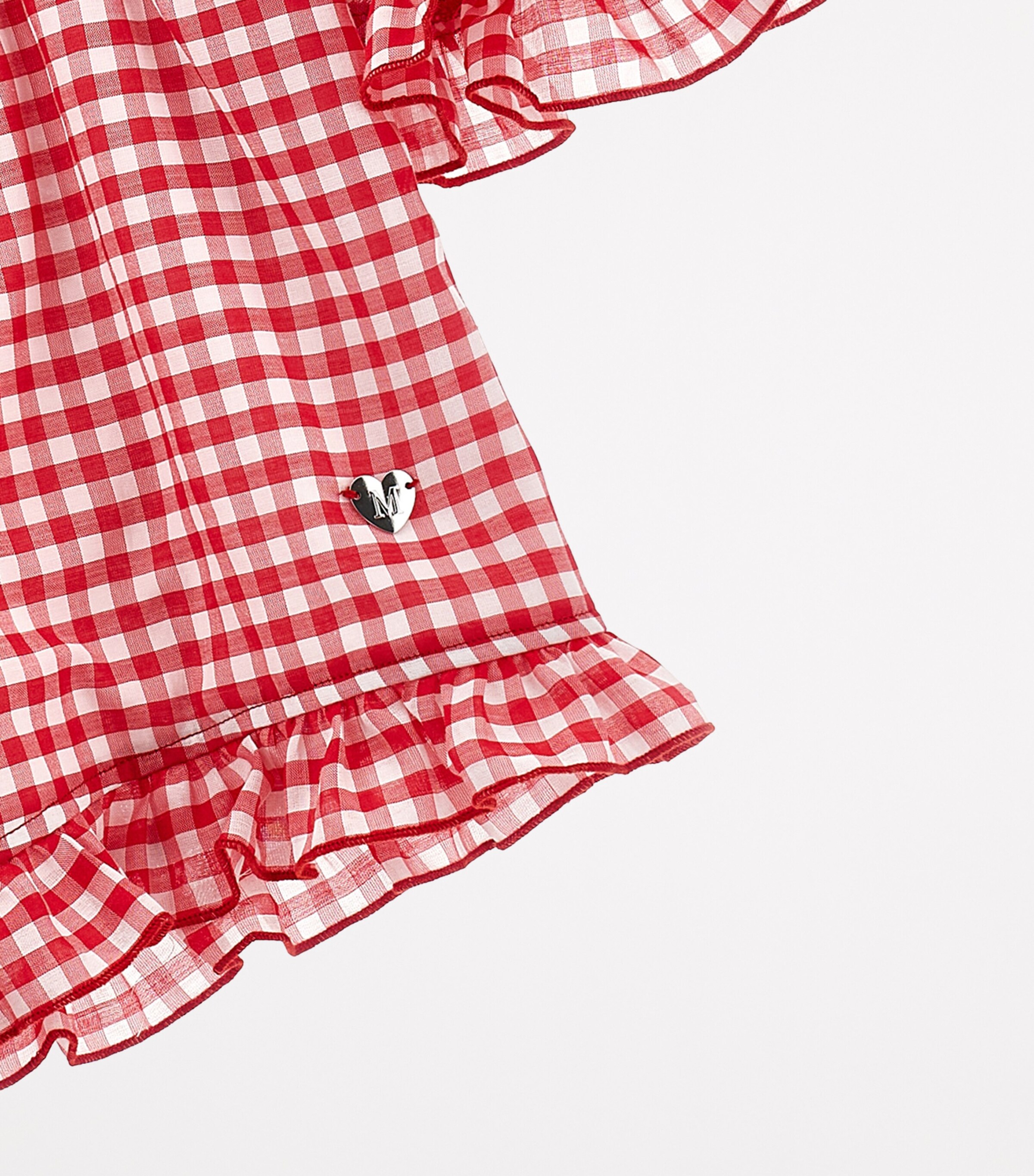 Cotton Gingham Portofino Playsuit (2-12 Years) ROSSO + BIANCO Image 4