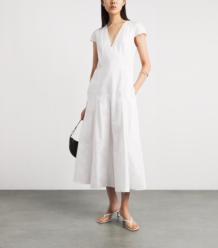 ME+EM Womens Cotton Poplin Midi Dress Soft White Image 2