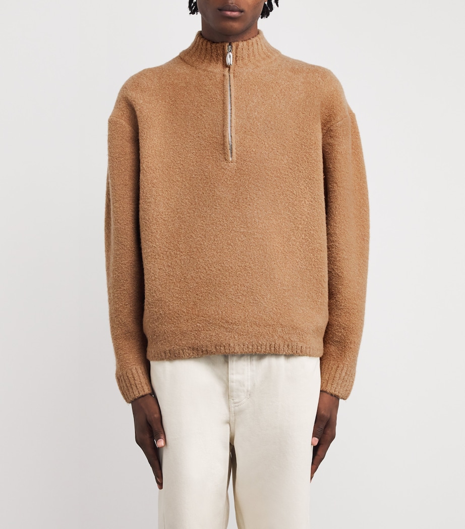 Wool-Blend Half-Zip Sweater CAMEL Image 3