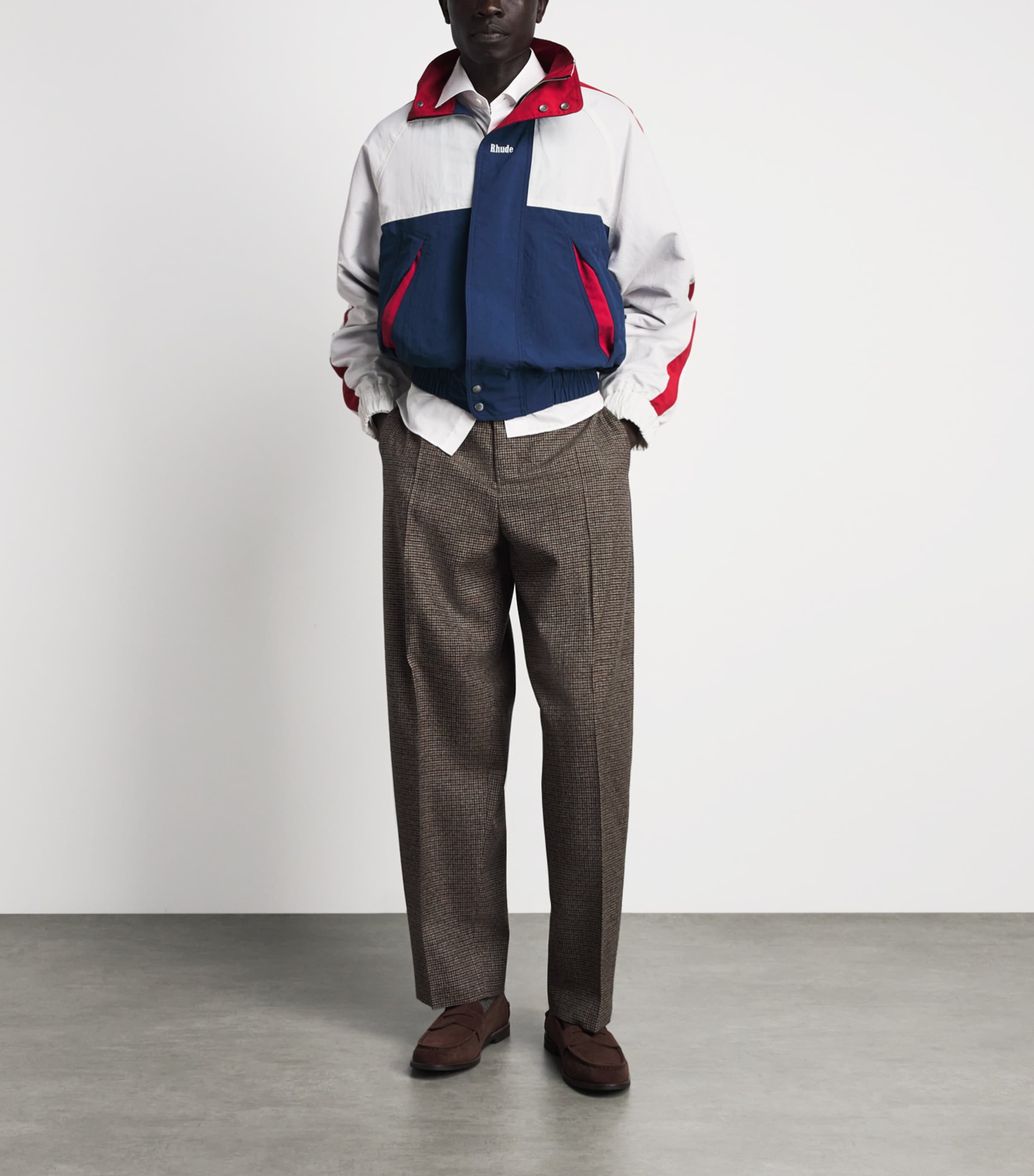 Rhude Mens Dakar Off-Road Track Jacket Cream/navy/red Image 2