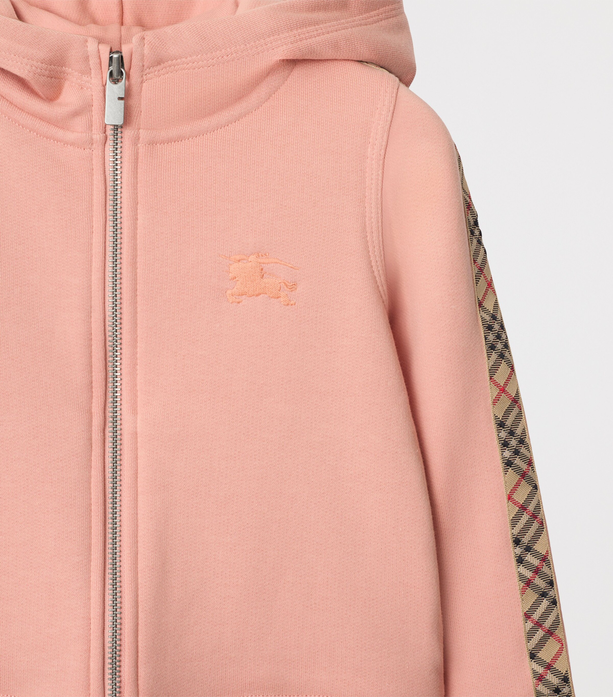 Burberry Kids Pink Cotton Check-Trim Hoodie (3-12 Years) | Harrods US