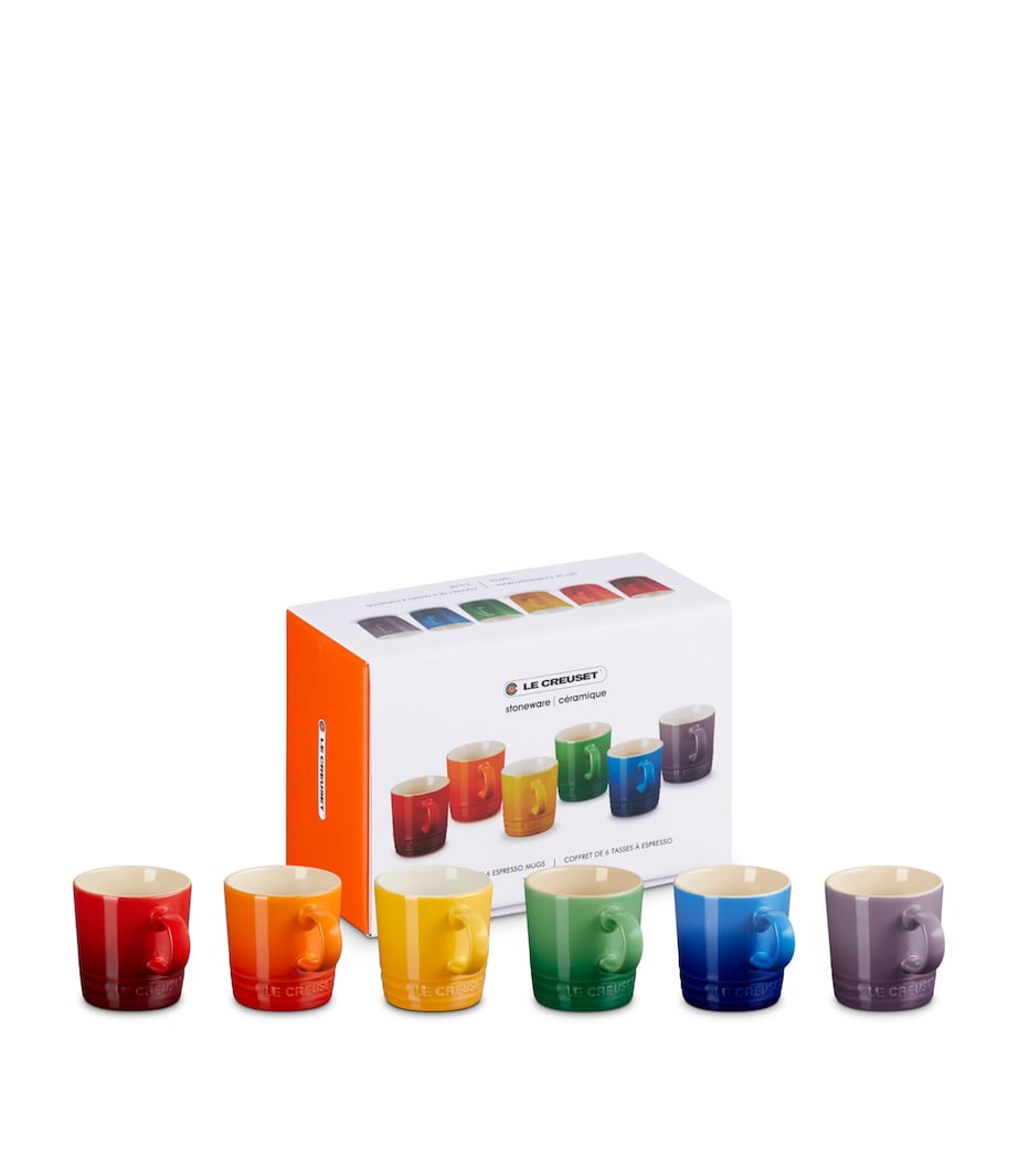 Stoneware Rainbow Espresso Mugs (Set of 6) NO COLOUR Image 1