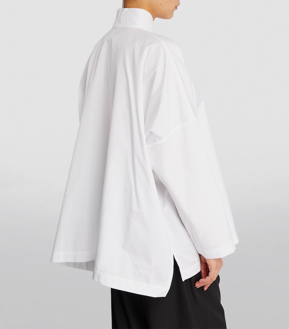 Cotton Stand-Collar Shirt WHITE Image 4