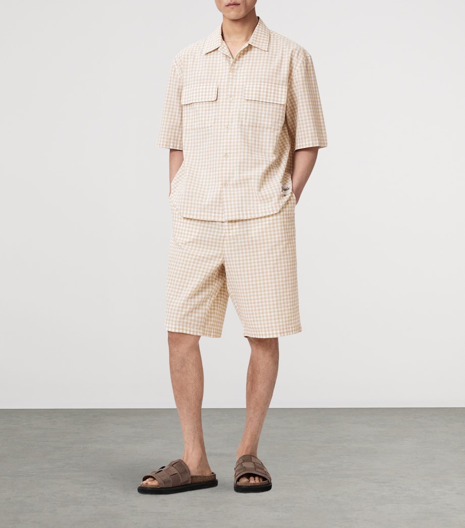 AllSaints Mens Organic Cotton Gingham Rockland Shorts Desert Yellow Image 2