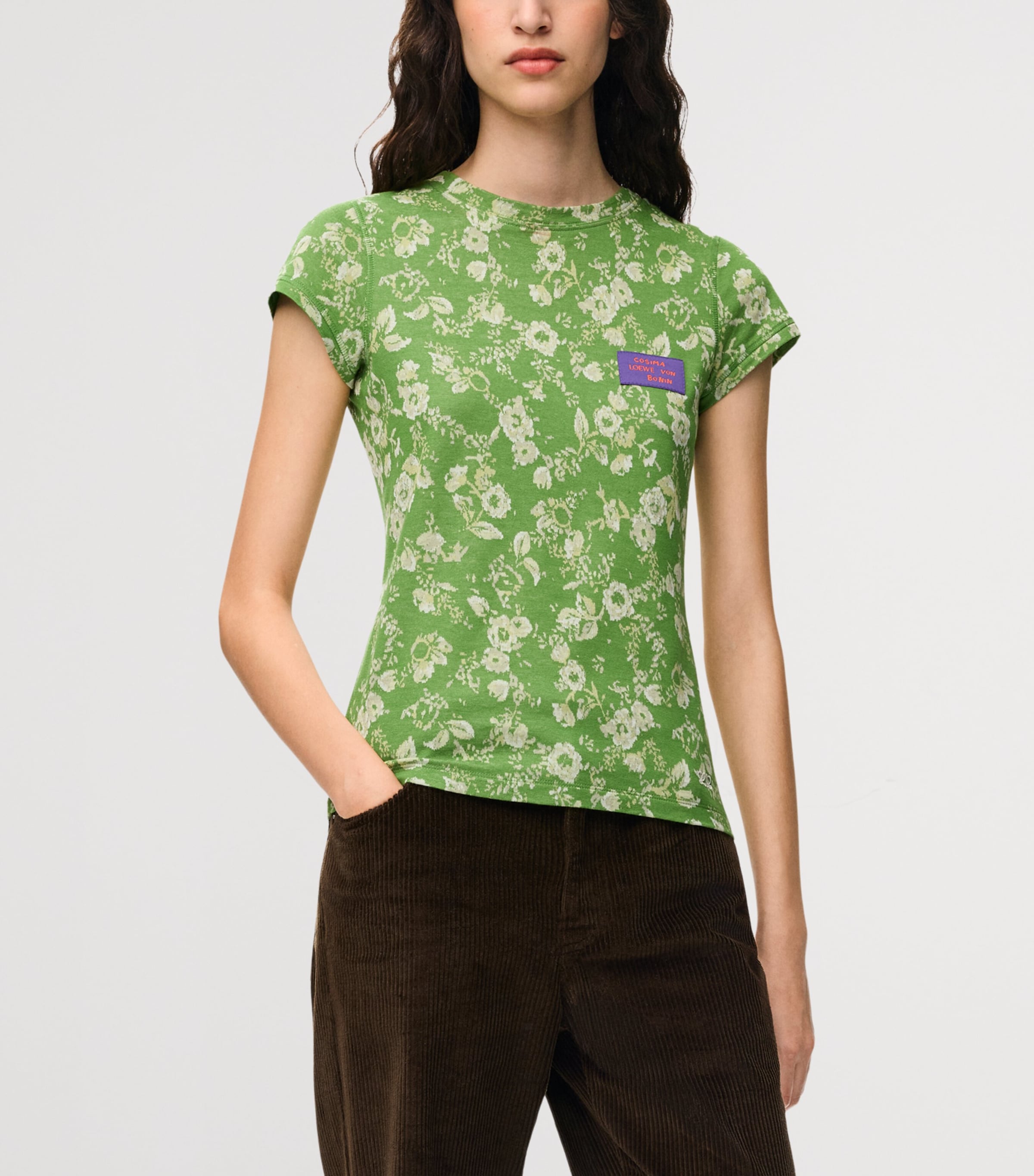 LOEWE Womens x Cosima Von Bonin Floral T-Shirt Green Image 3