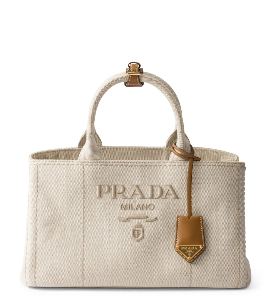 Prada Large Cotton-Linen Top-Handle Bag Image 1