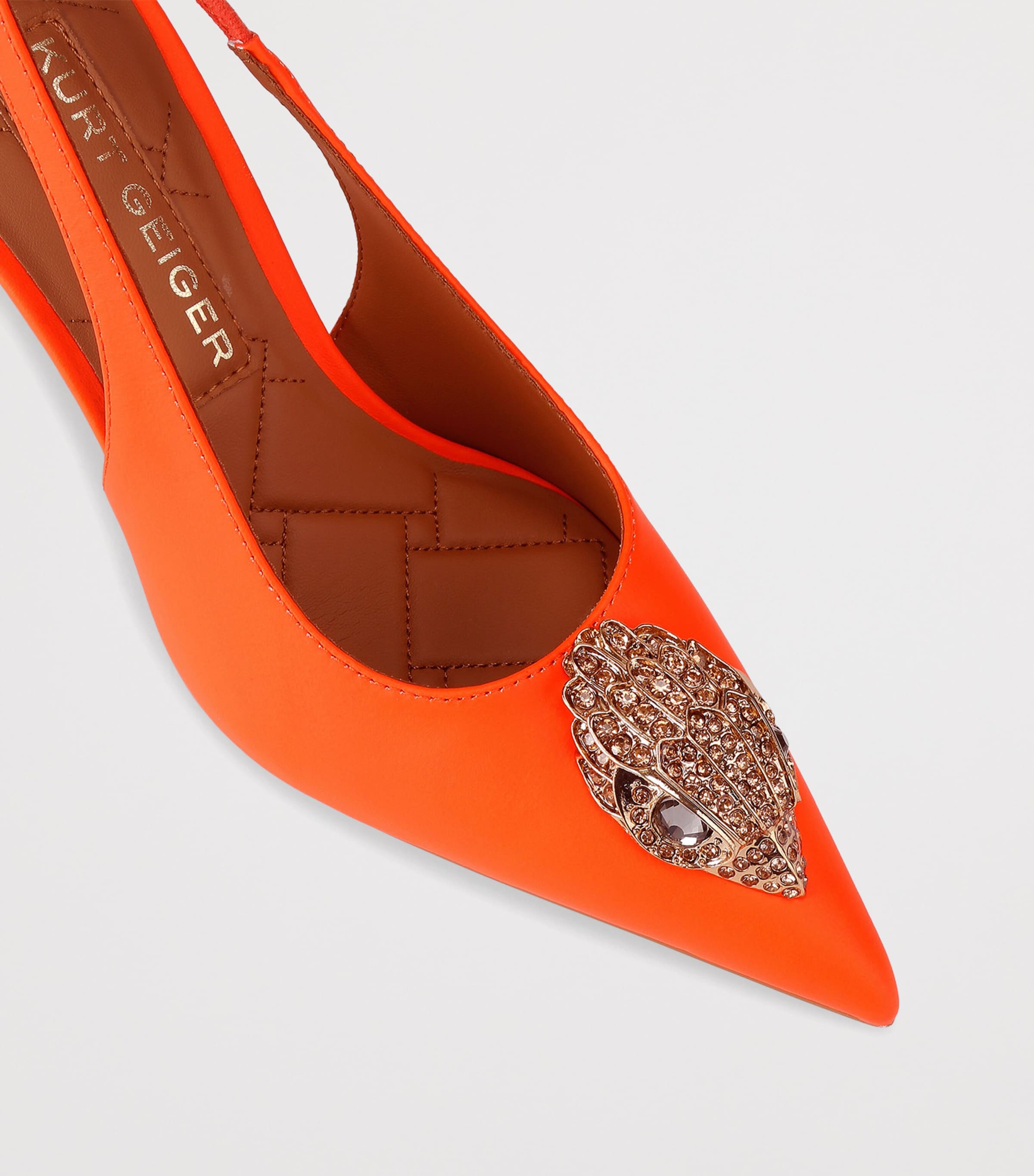 Kurt Geiger London Leather Eagle Slingback Pumps Orange Image 2