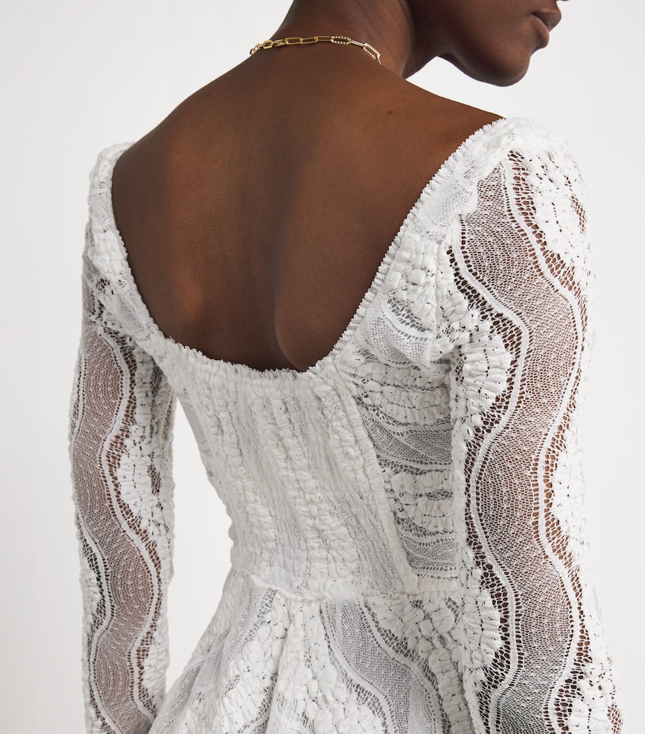 Knitted Swirl Mini Dress WHITE Image 4