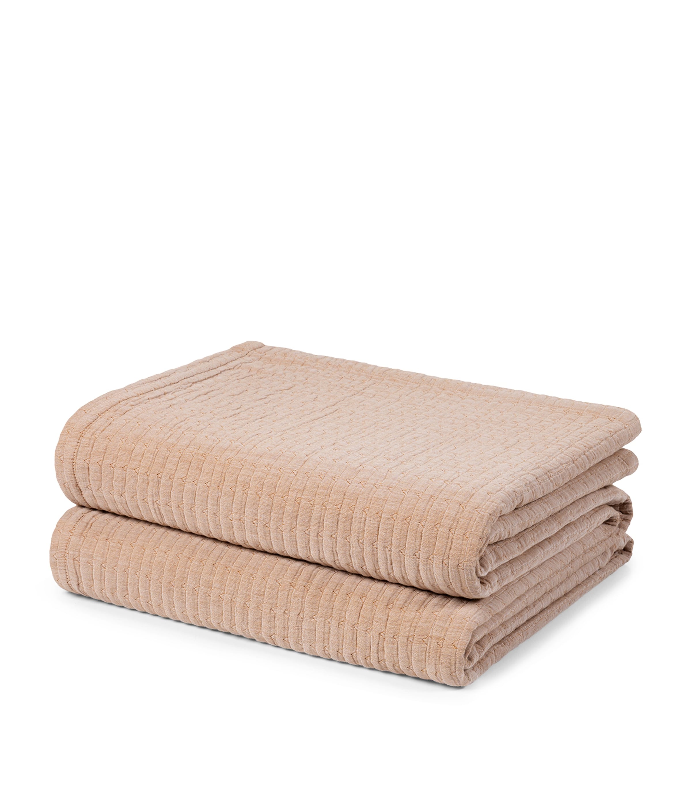 Hamam Cotton Airply Texture Blanket (260cm x 240cm) Caramel Image 1