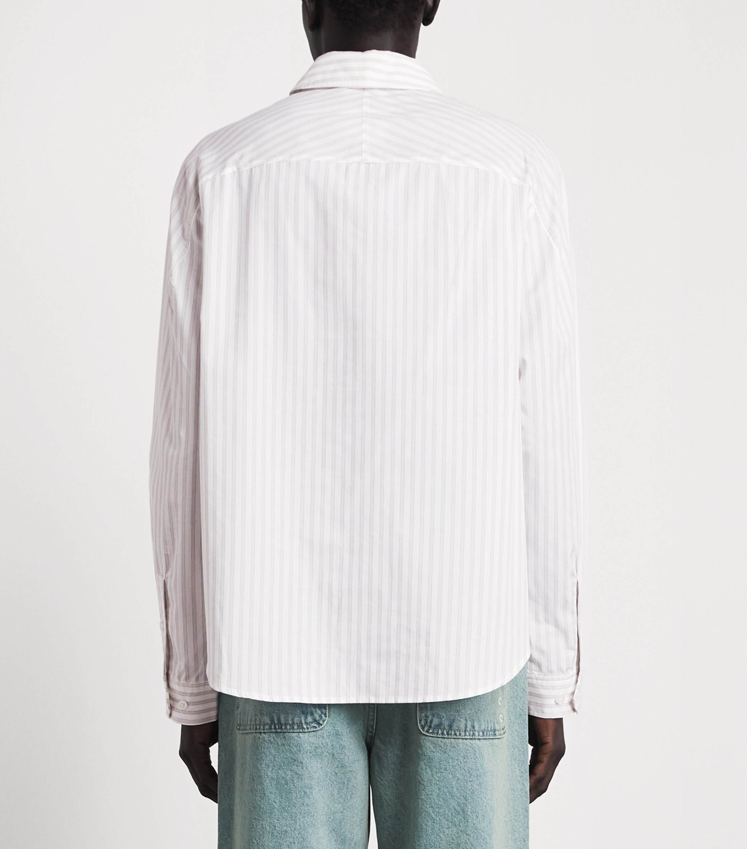 Represent Mens Cotton Pinstripe Shirt Flat White Image 5
