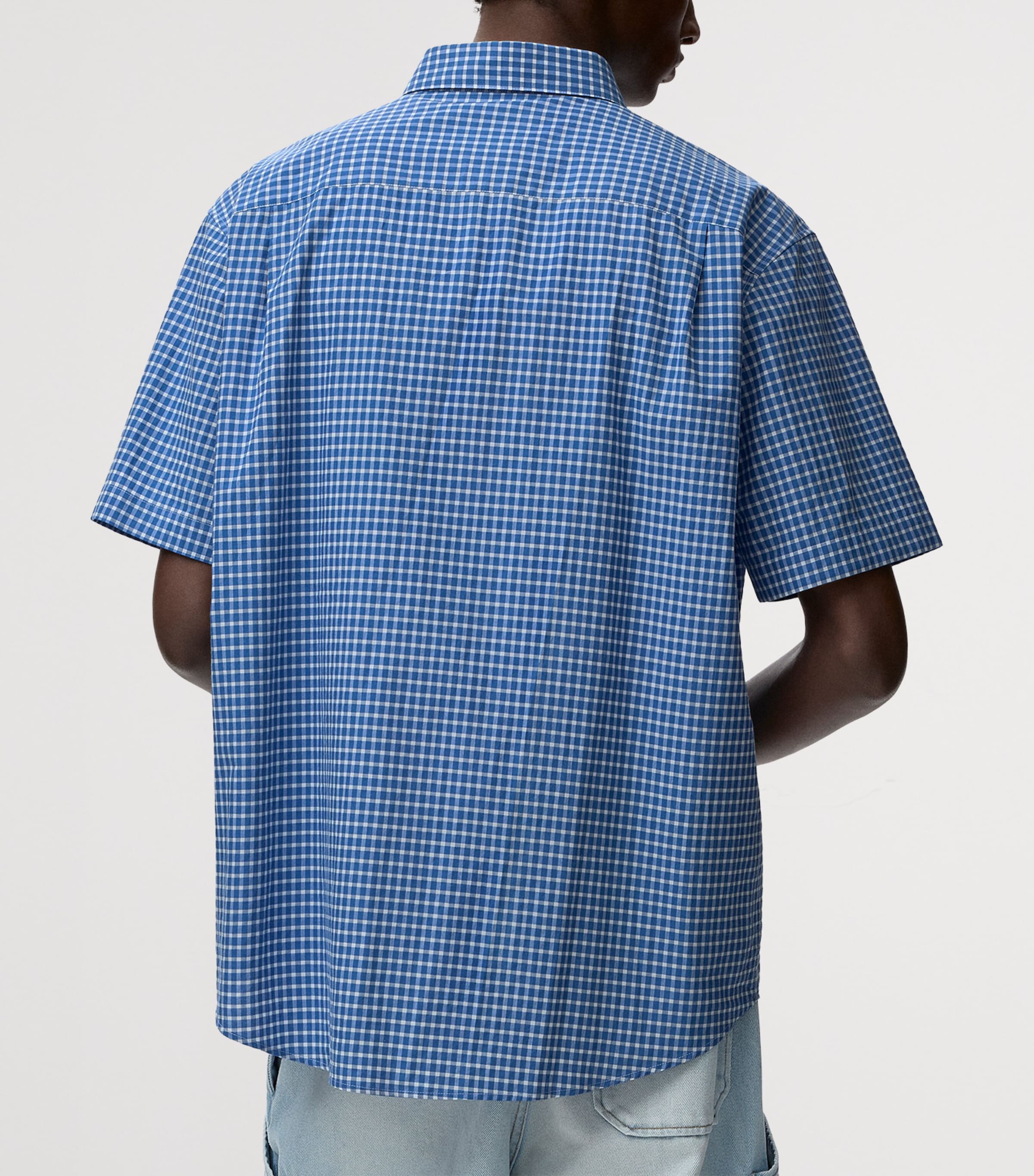 LOEWE Mens x Paula’s Ibiza Check Anagram Shirt Blue/white Image 4