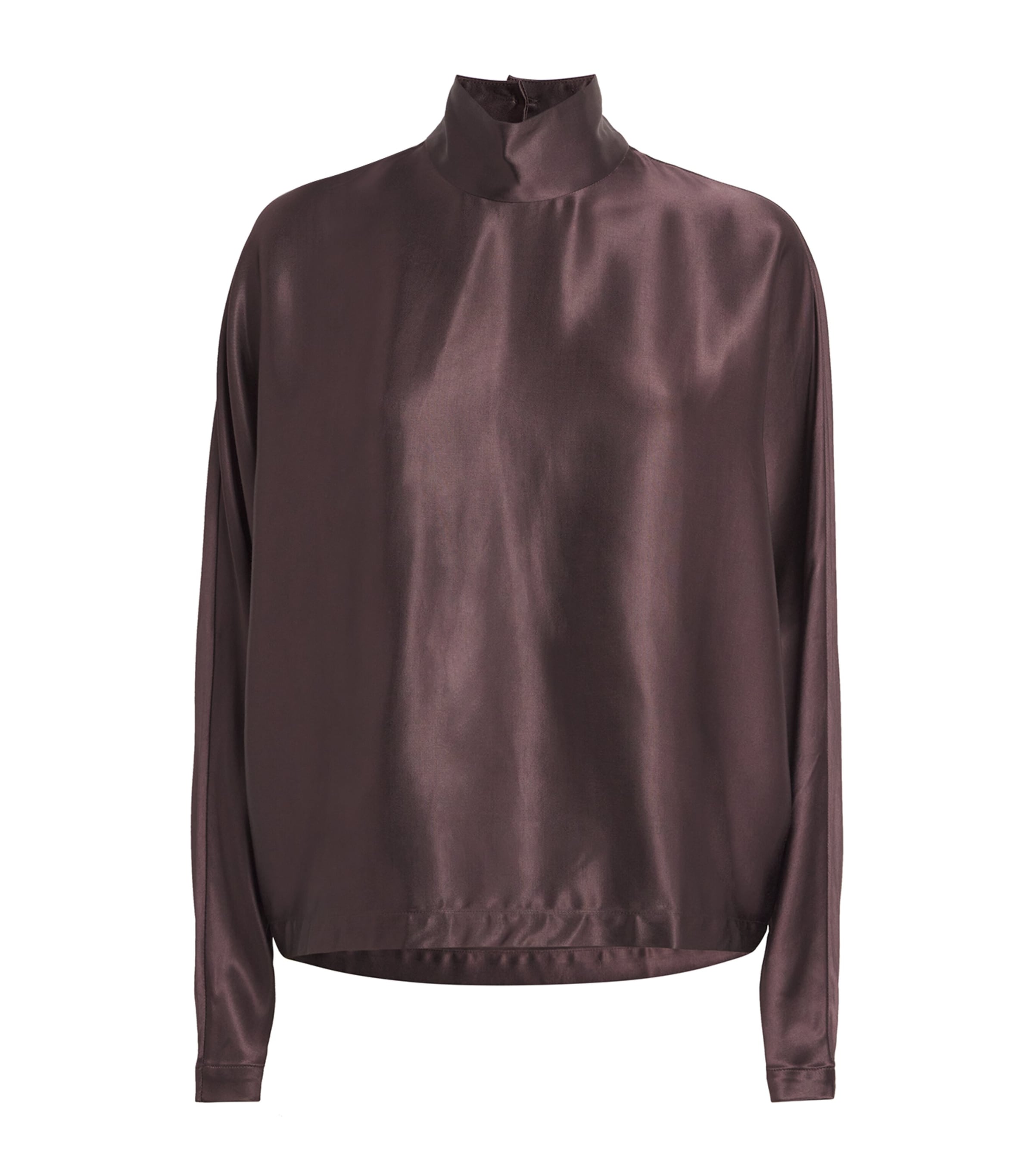 AERON SATIN HIGH-NECK KATNISS TOP