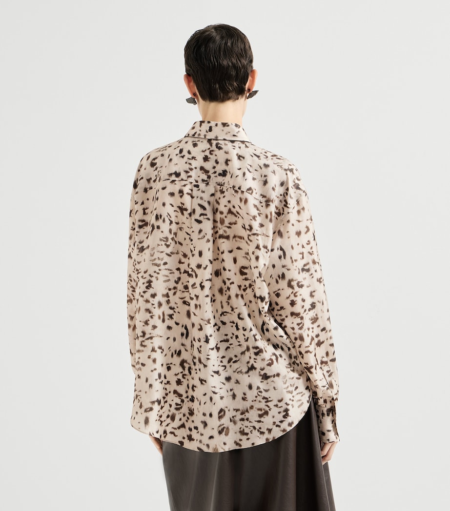 Brunello Cucinelli Womens Silk Lynx Print Pongee Shirt Image 5