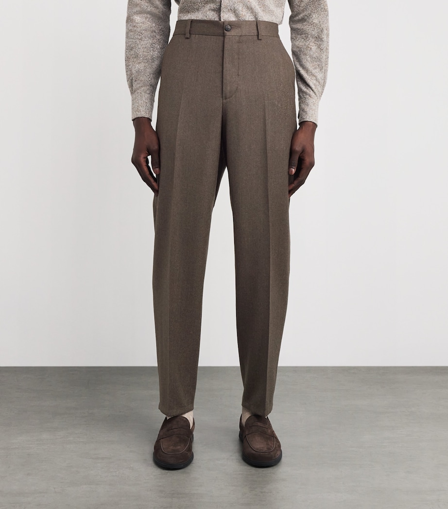 Virgin Wool-Cashmere Flat Front Trousers 41 BROWN Image 3