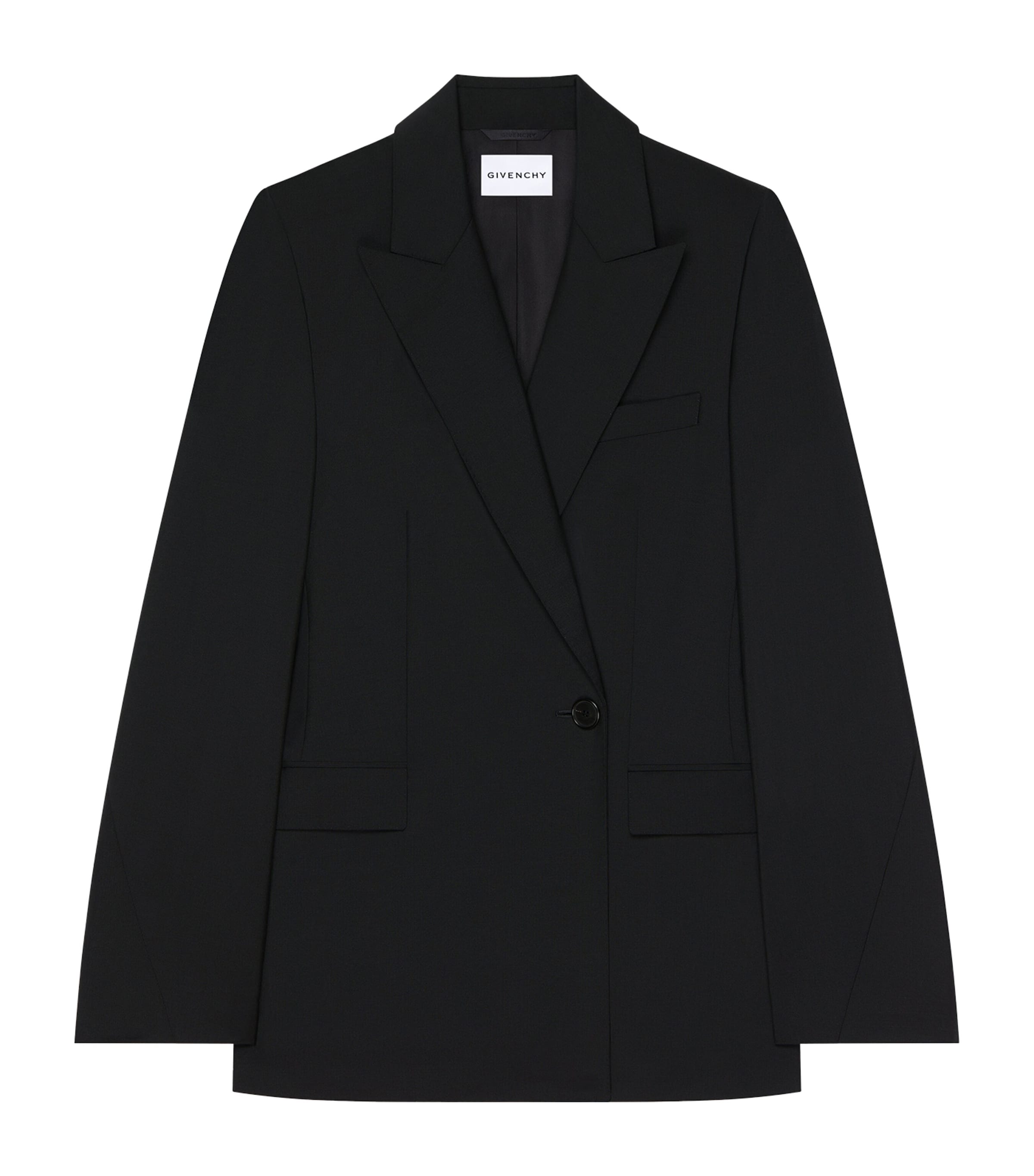 Givenchy Womens Wool-Mohair Double-Breasted Blazer Black Image 1